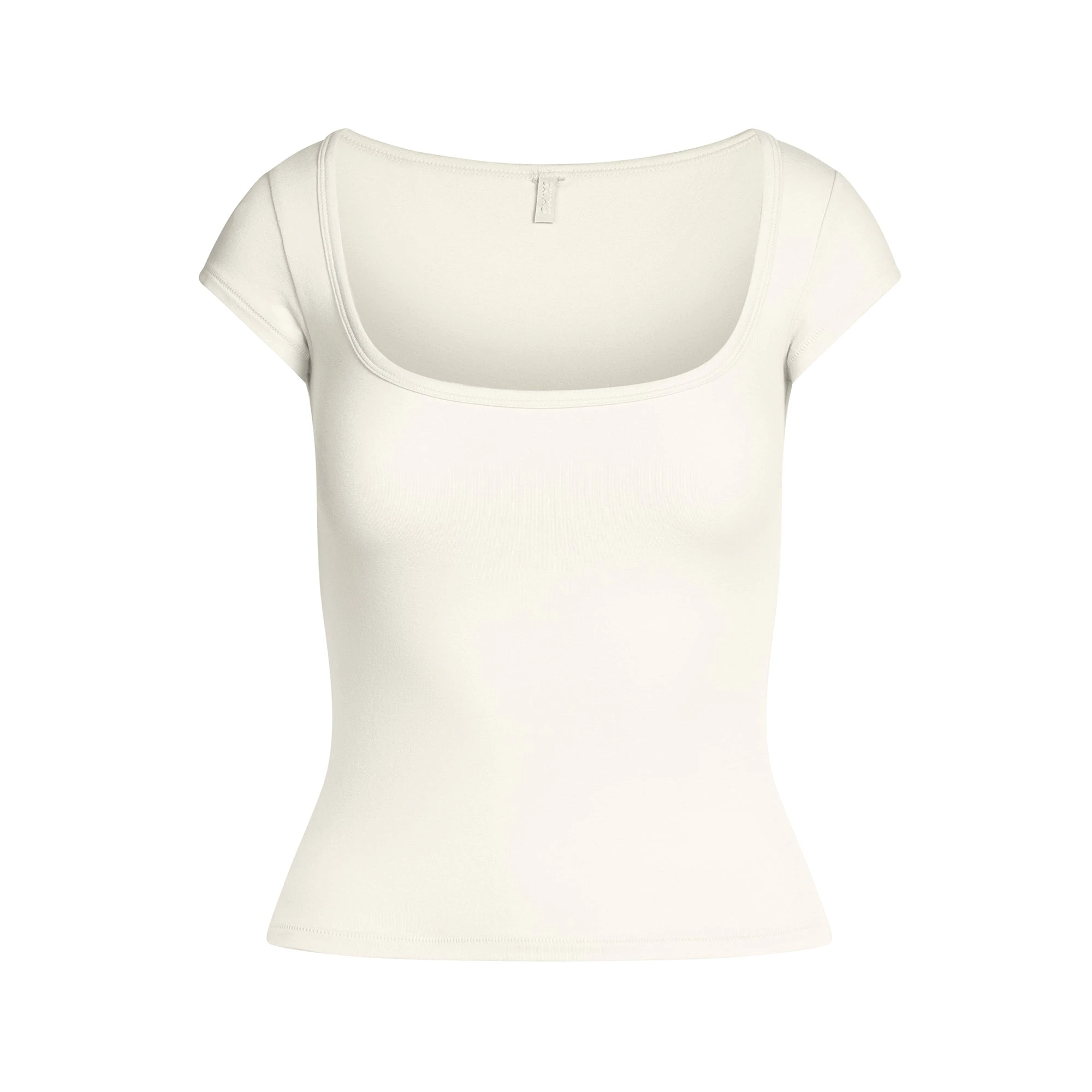 COTTON JERSEY SCOOP NECK T-SHIRT | MARBLE FLAT ON A WHITE BACKGROUND | FLT