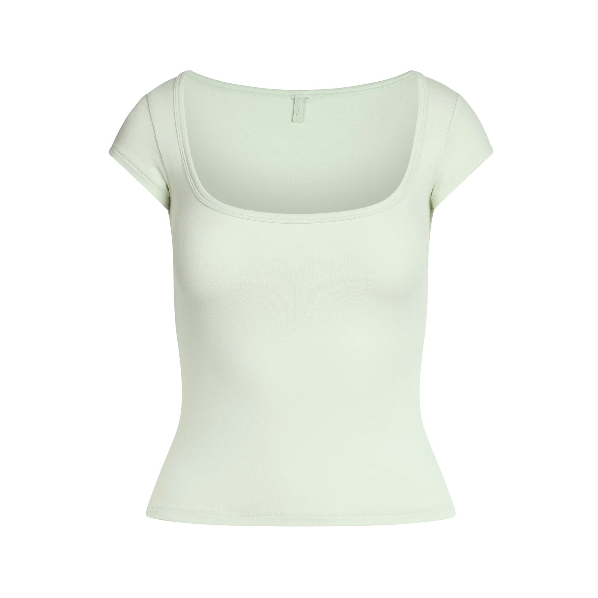 COTTON JERSEY SCOOP NECK T-SHIRT | SPEARMINT FLAT ON A WHITE BACKGROUND | FLT