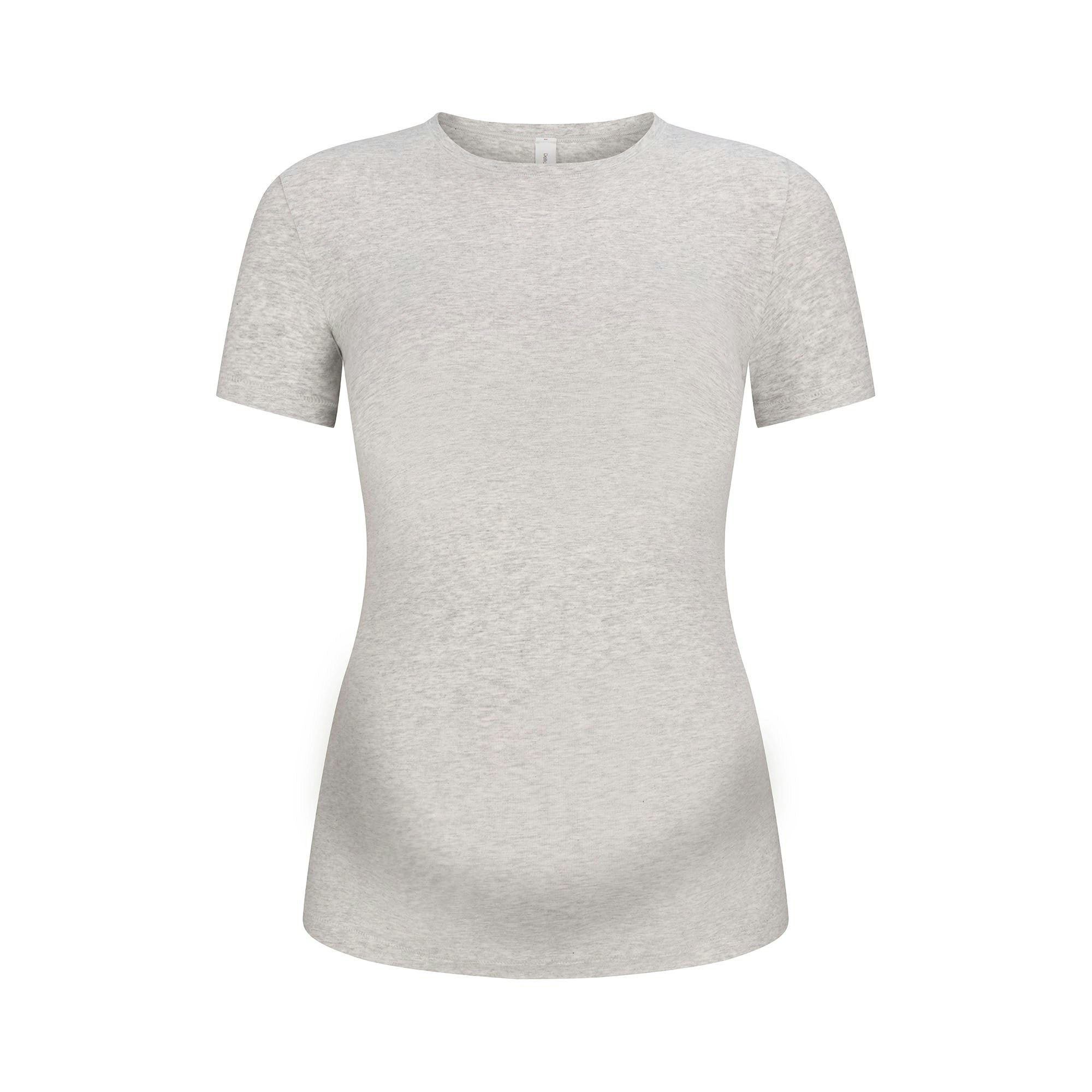 COTTON JERSEY MATERNITY T-SHIRT | LIGHT HEATHER GREY FLAT ON A WHITE BACKGROUND | FLT