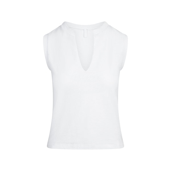 WORN IN JERSEY SPLIT NECK MUSCLE TANK | SNOW FLAT ON A WHITE BACKGROUND | FLT