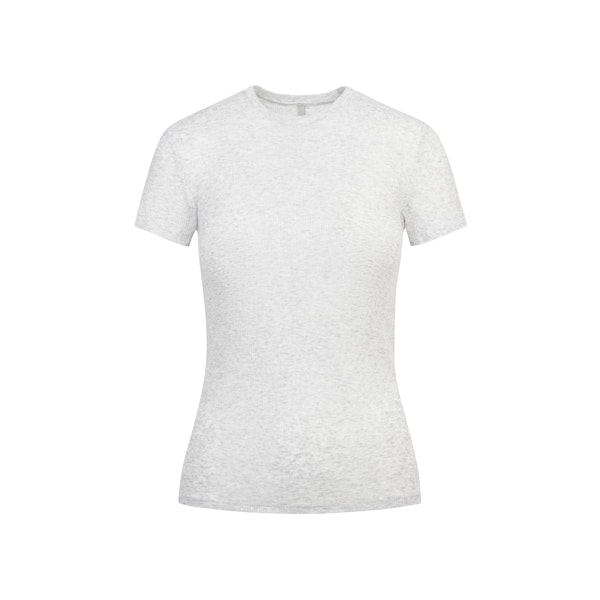 SHEER COTTON T-SHIRT | LIGHT HEATHER GREY FLAT ON A WHITE BACKGROUND | FLT