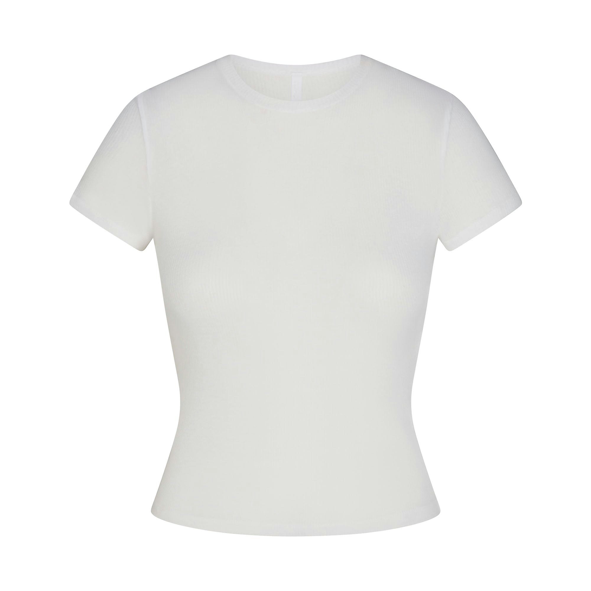 SHEER RIB T-SHIRT | SNOW FLAT ON A WHITE BACKGROUND | FLT