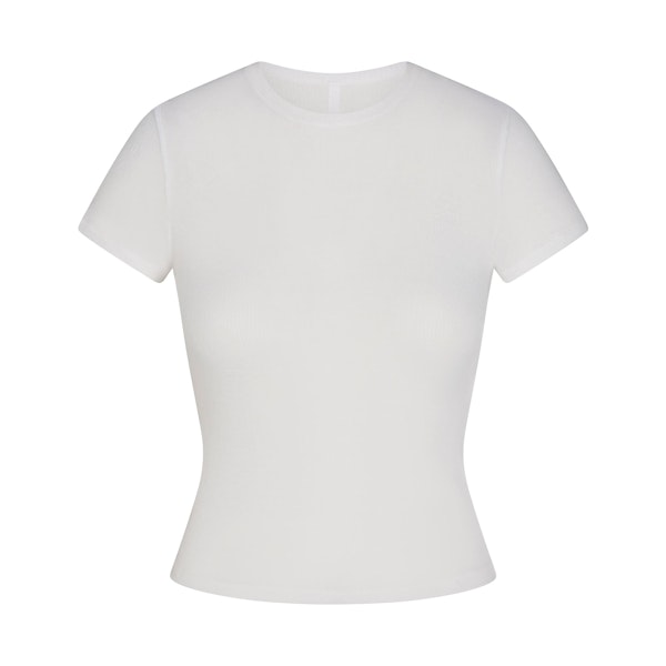 SHEER RIB T-SHIRT | SNOW FLAT ON A WHITE BACKGROUND | FLT