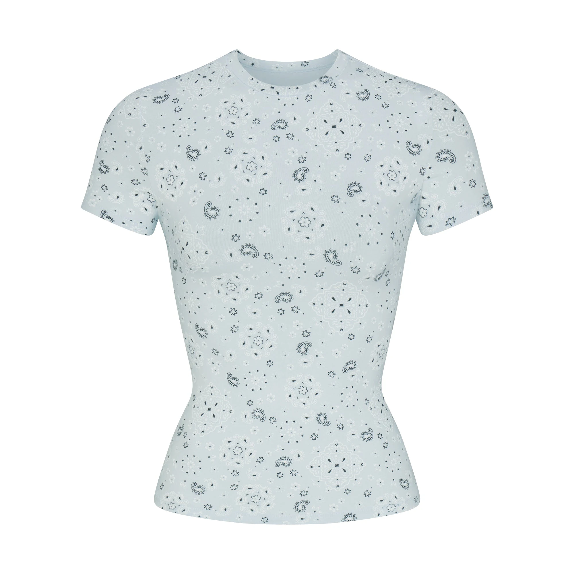 COTTON JERSEY T-SHIRT | POWDER BLUE BANDANA FLAT ON A WHITE BACKGROUND | FLT