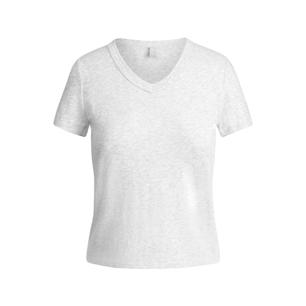 WORN IN JERSEY BABY V NECK TEE | LIGHT HEATHER GREY FLAT ON A WHITE BACKGROUND @ | FLT