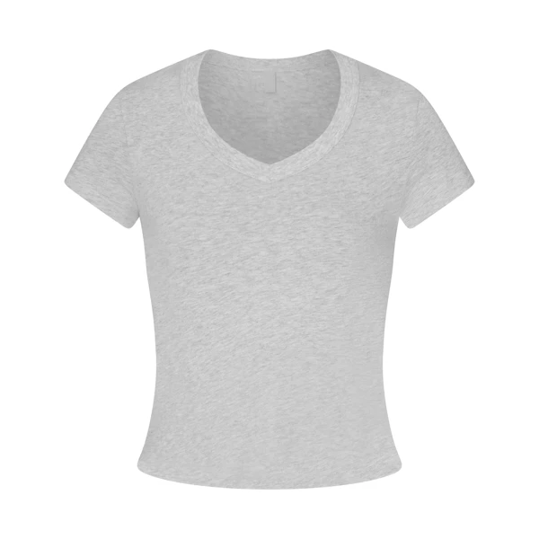 WORN IN JERSEY BABY V NECK TEE | LIGHT HEATHER GREY FLAT ON A WHITE BACKGROUND | FLT