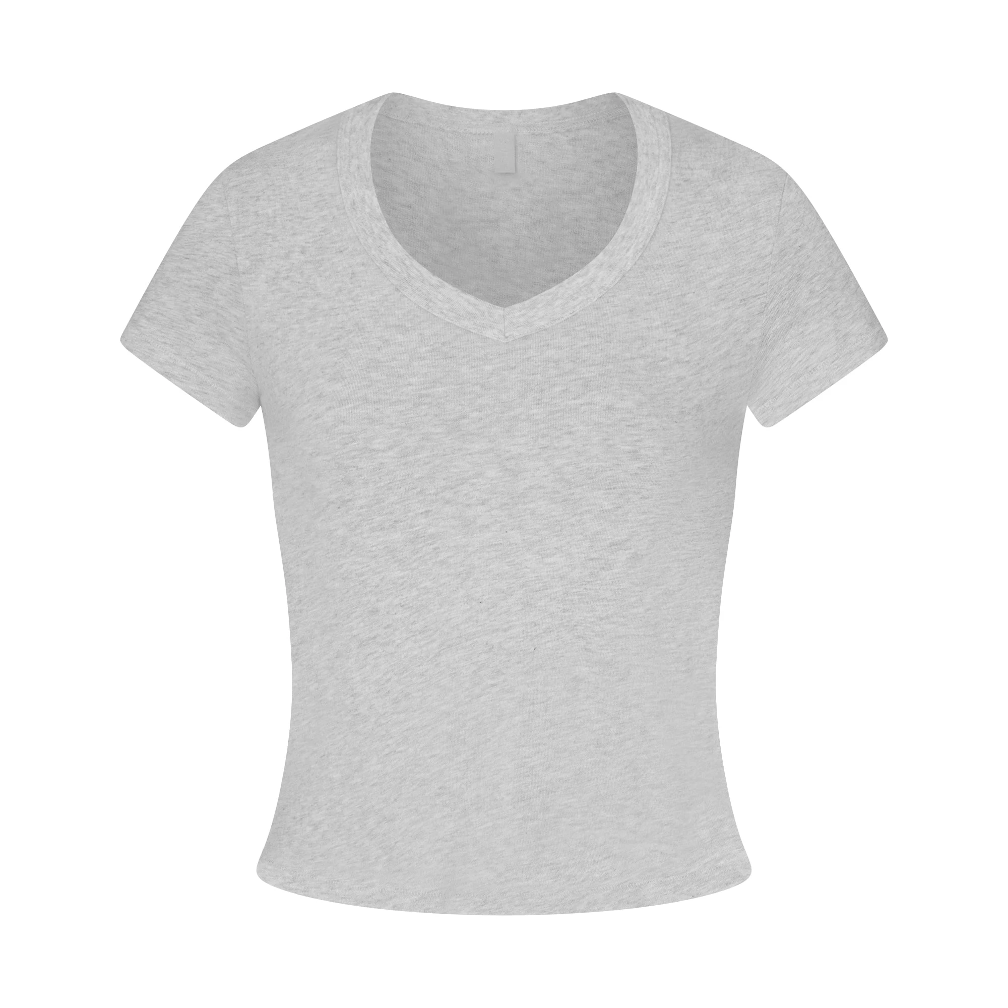 WORN IN JERSEY BABY V NECK TEE | LIGHT HEATHER GREY FLAT ON A WHITE BACKGROUND | FLT