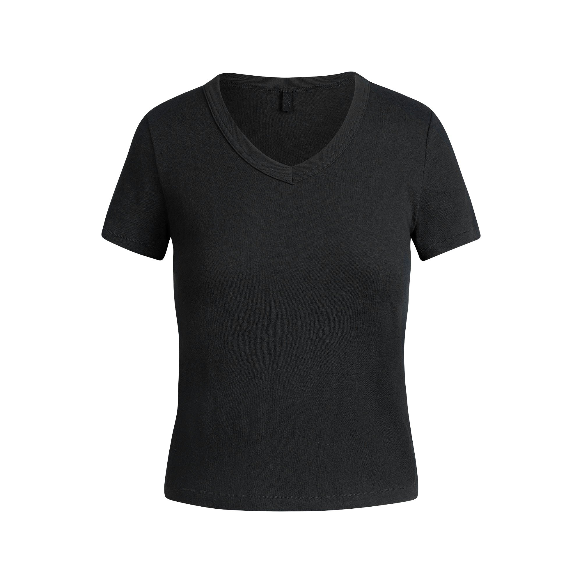 WORN IN JERSEY BABY V NECK TEE | ONYX FLAT ON A WHITE BACKGROUND @ | FLT