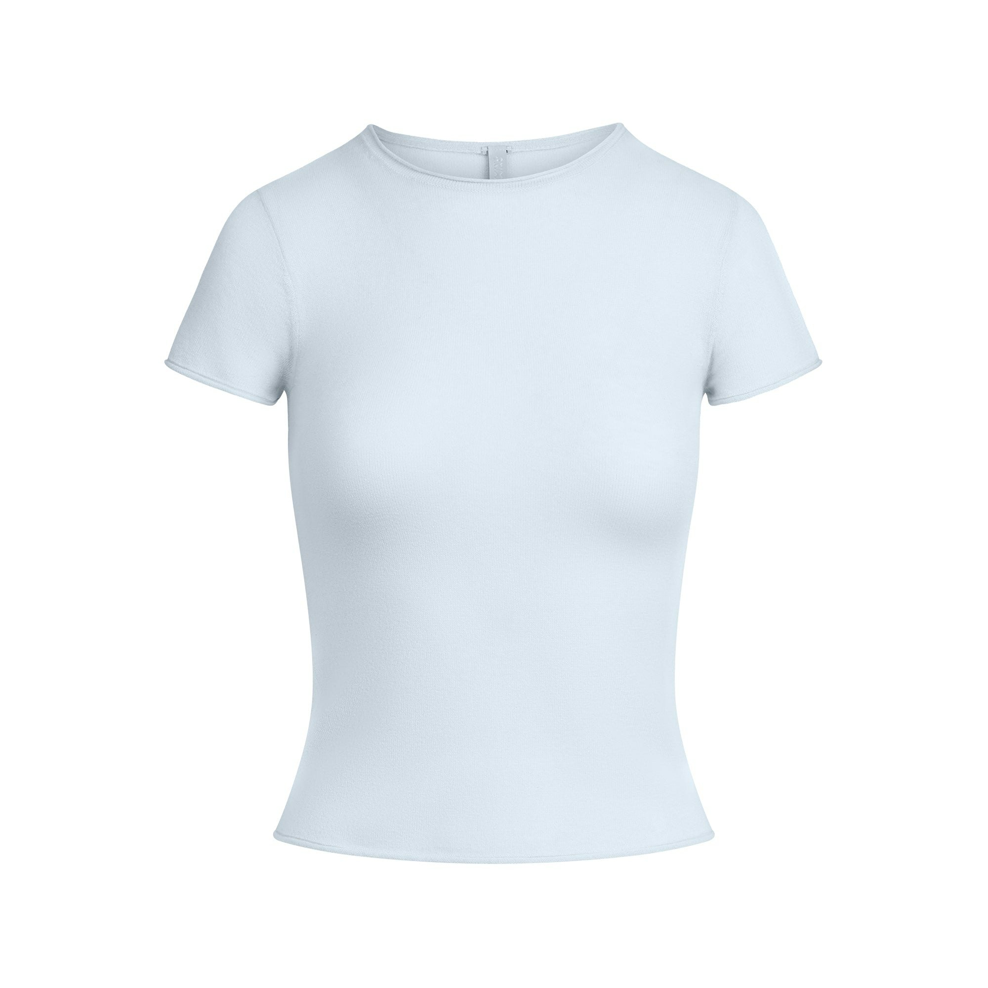 FEATHERWEIGHT CASHMERE T-SHIRT | PEARL FLAT ON A WHITE BACKGROUND | FLT