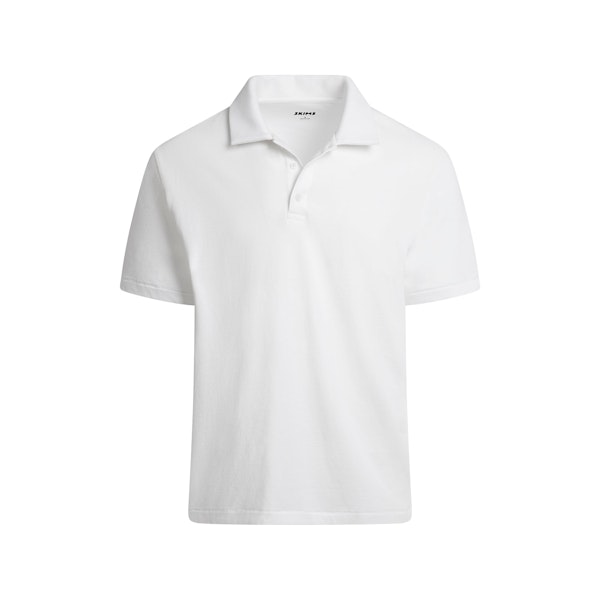 SKIMS COTTON MENS RELAXED POLO | CHALK FLAT ON A WHITE BACKGROUND | FLT