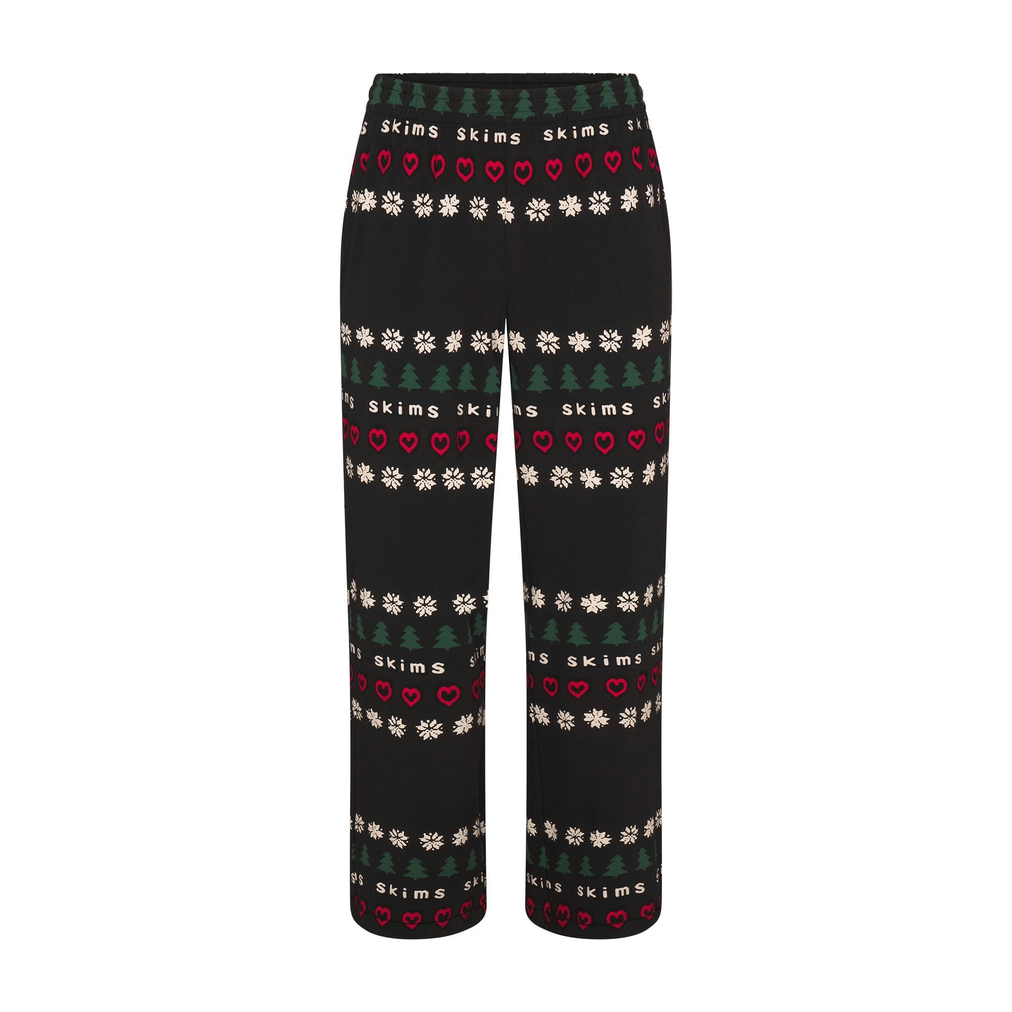 CACTUS PLANT FLEA MARKET X SKIMS JERSEY SLEEP MENS SET | ONYX PINE FAIR ISLE FLAT ON A WHITE BACKGROUND