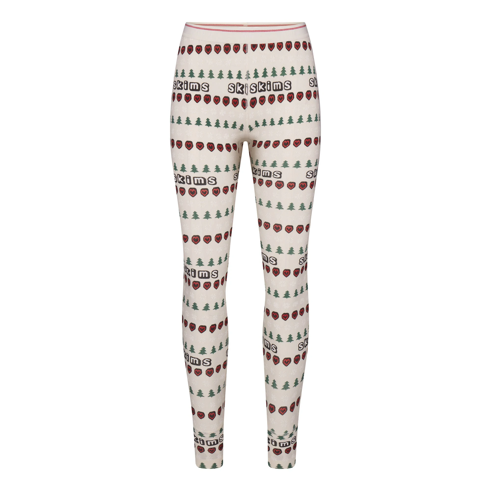 CACTUS PLANT FLEA MARKET X SKIMS COTTON RIB HENLEY AND LEGGING SET | MARBLE PINE FAIR ISLE FLAT ON A WHITE BACKGROUND