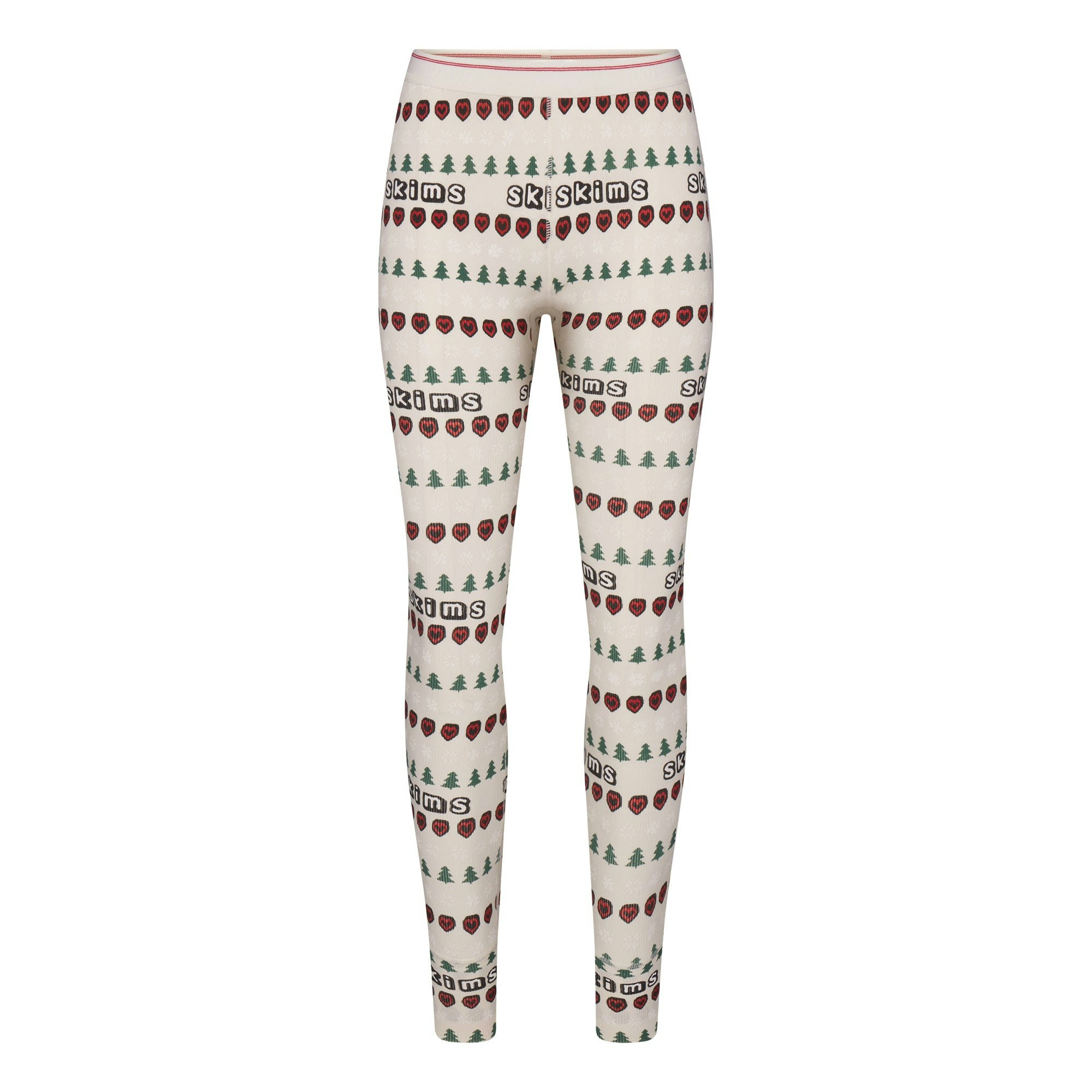 CACTUS PLANT FLEA MARKET X SKIMS COTTON RIB HENLEY AND LEGGING SET | MARBLE PINE FAIR ISLE FLAT ON A WHITE BACKGROUND