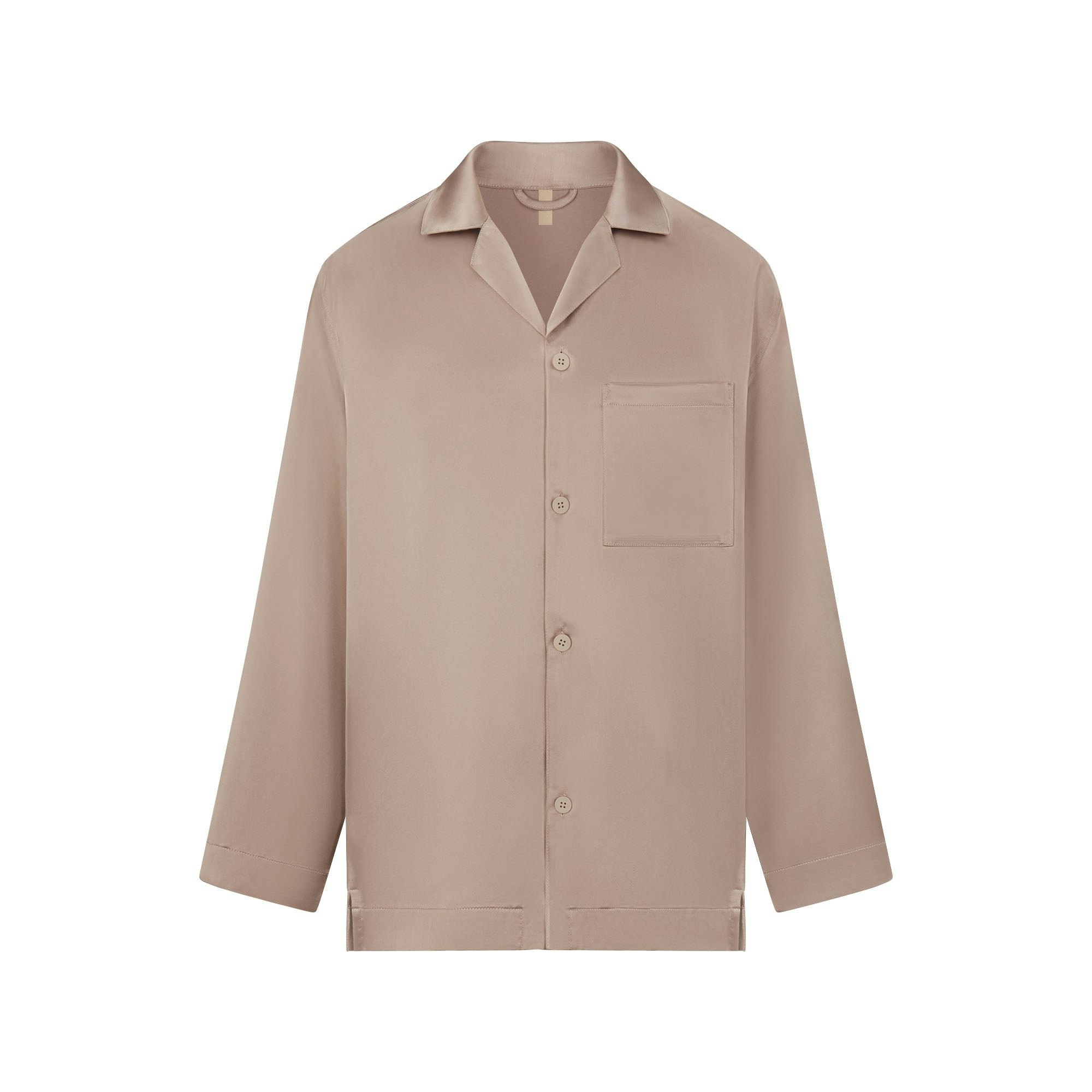 SATEEN SLEEP MENS LONG SLEEP SET | LATTE LAYS FLAT ON A WHITE BACKGROUND | FLT 