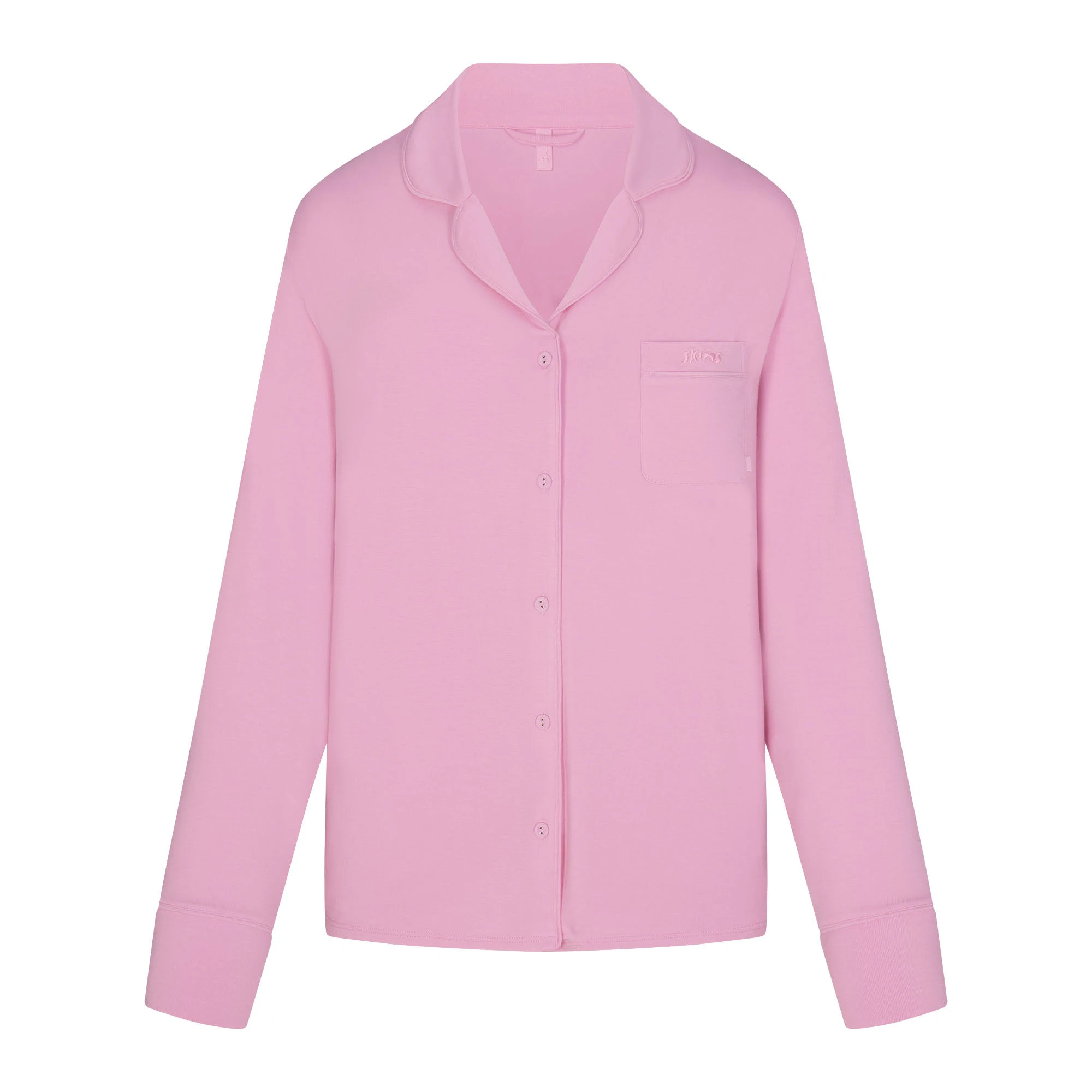 SKIMS SLEEP LONG SLEEVE BUTTON UP SET | BUBBLE GUM ADDITIONAL FABRIC DETAILS