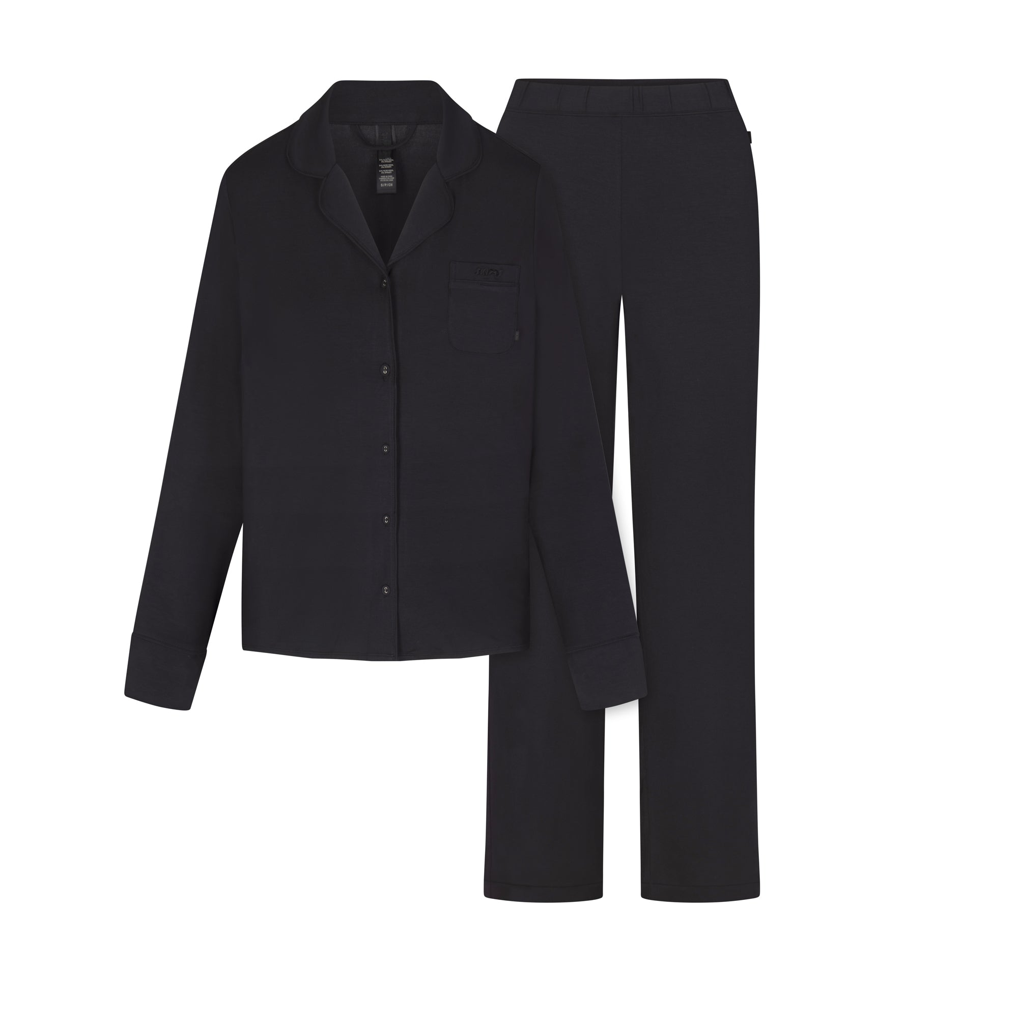 SKIMS SLEEP LONG SLEEVE BUTTON UP SET ONYX