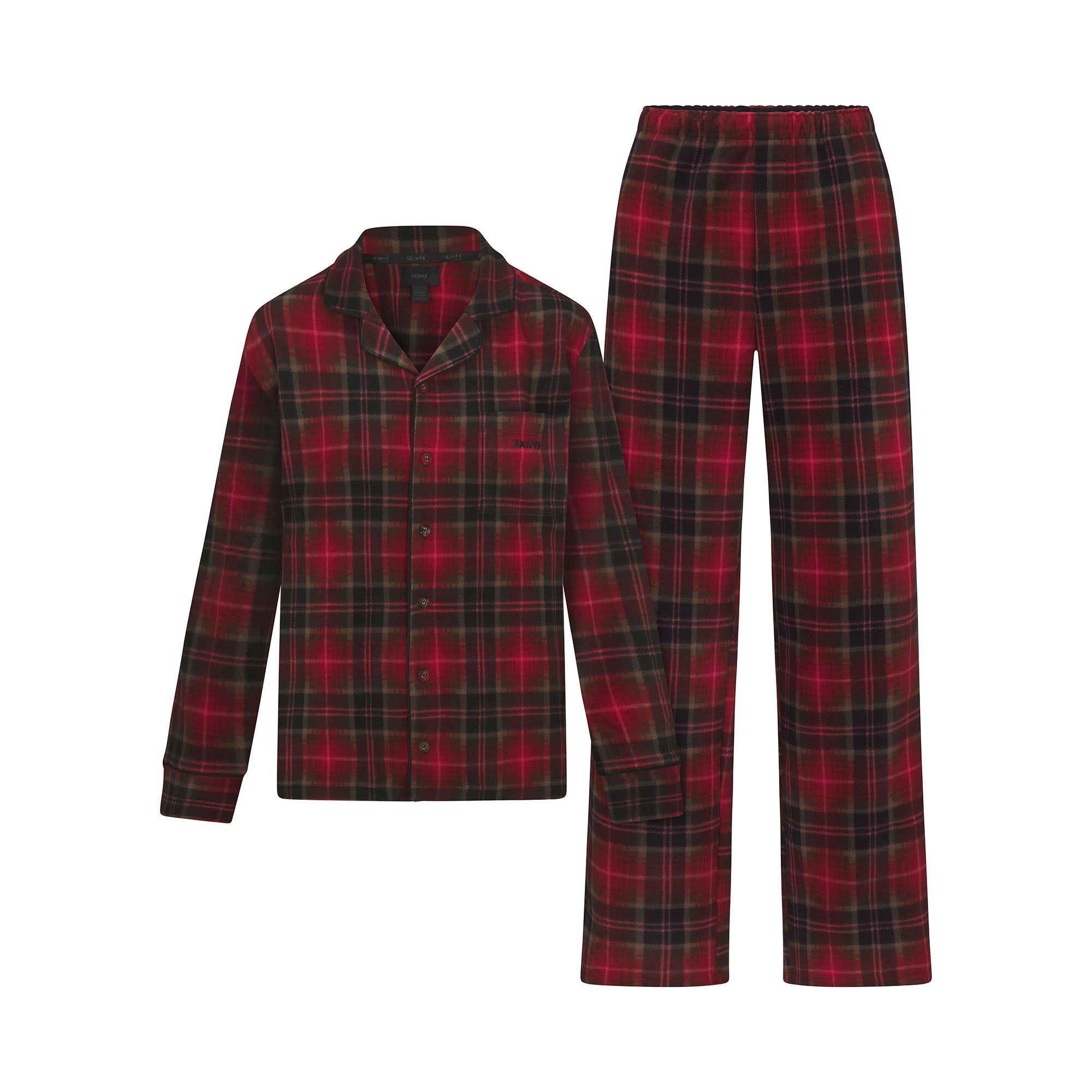 FLEECE SLEEP UNISEX SLEEP SET CRANBERRY PLAID