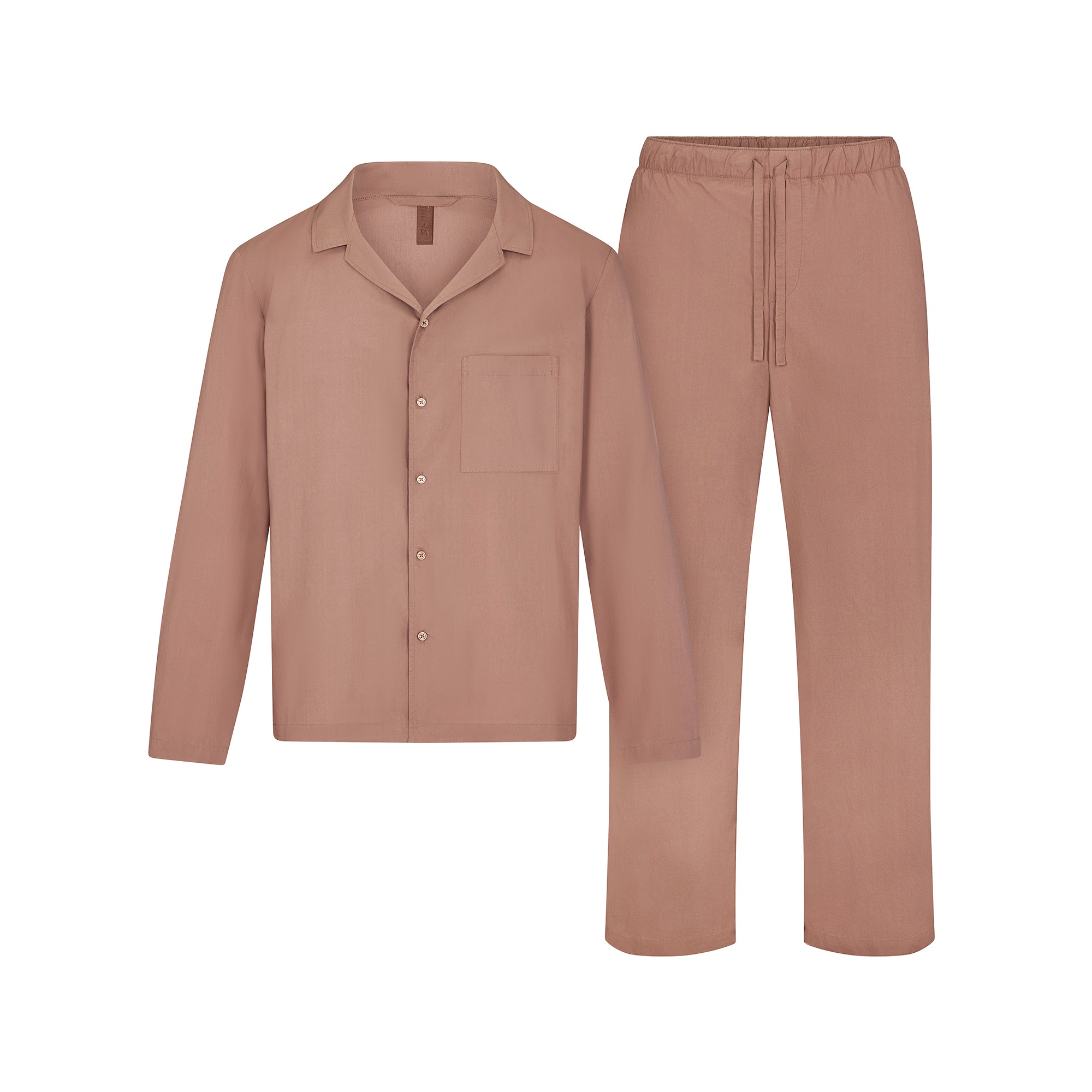 COTTON POPLIN MENS LONG SLEEP SET UMBER