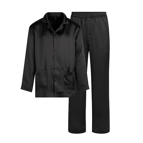 SATEEN SLEEP MENS LONG SLEEP SET | ONYX FLAT ON A WHITE BACKGROUND | FLT