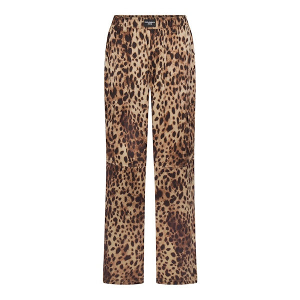 DOLCE&GABBANA X SKIMS SILK PANT | LEOPARD (PANTS) FLAT ON A WHITE BACKGROUND | FLT
