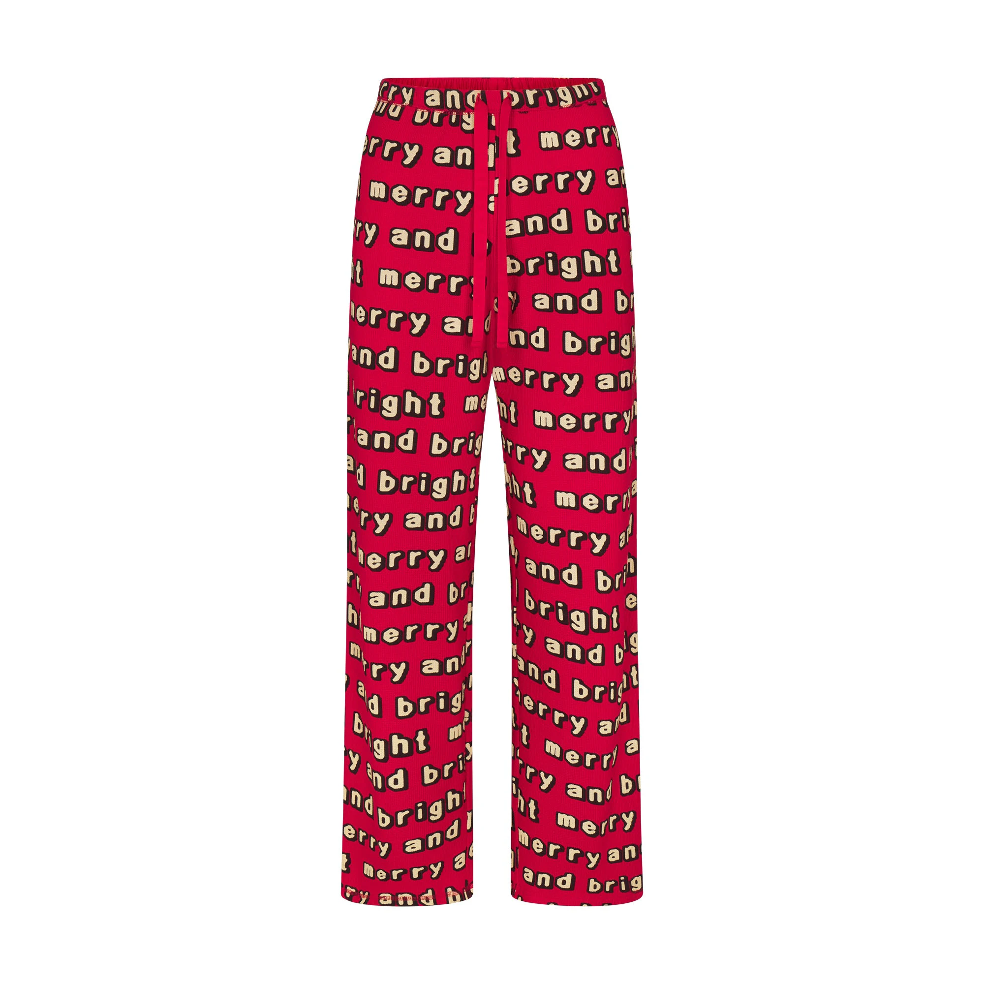 CACTUS PLANT FLEA MARKET X SKIMS HEAVY POINTELLE AND WAFFLE SLEEP SET| STONE JINGLE BELLS PRINT FLAT ON A WHITE BACKGROUND