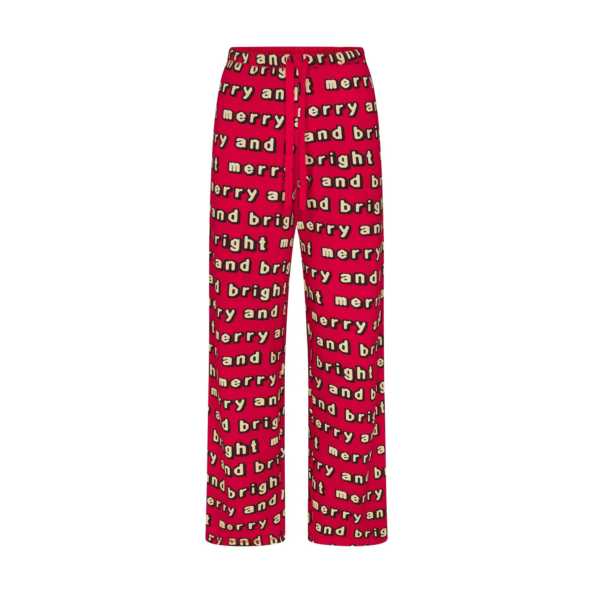 CACTUS PLANT FLEA MARKET X SKIMS HEAVY POINTELLE AND WAFFLE SLEEP SET| STONE JINGLE BELLS PRINT FLAT ON A WHITE BACKGROUND