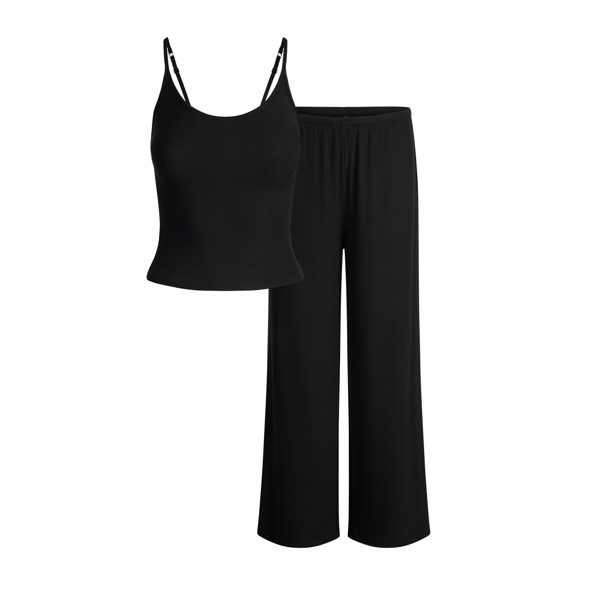 SOFT LOUNGE TANK SLEEP SET | ONYX FLAT ON A WHITE BACKGROUND | FLT