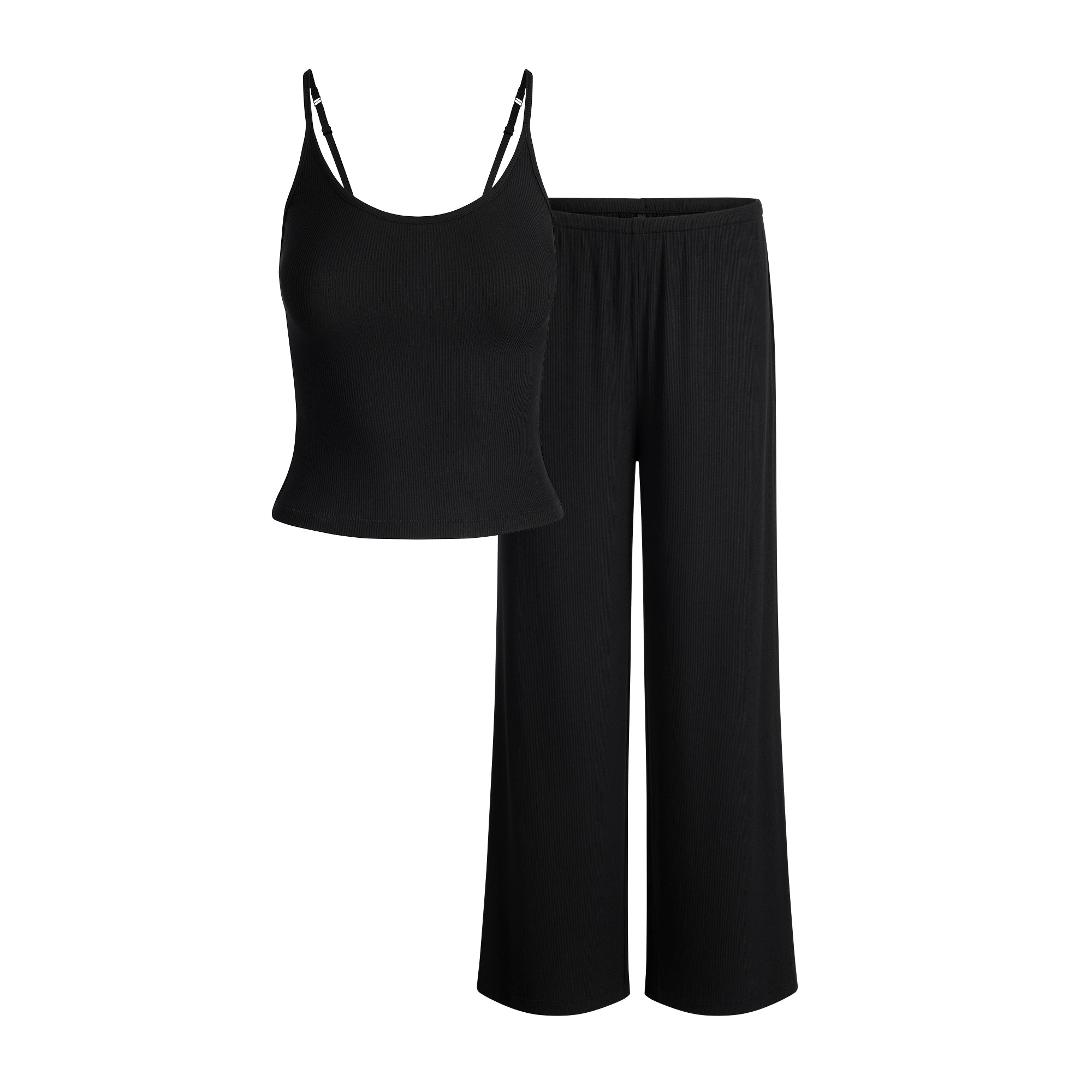 SOFT LOUNGE TANK SLEEP SET | ONYX FLAT ON A WHITE BACKGROUND | FLT