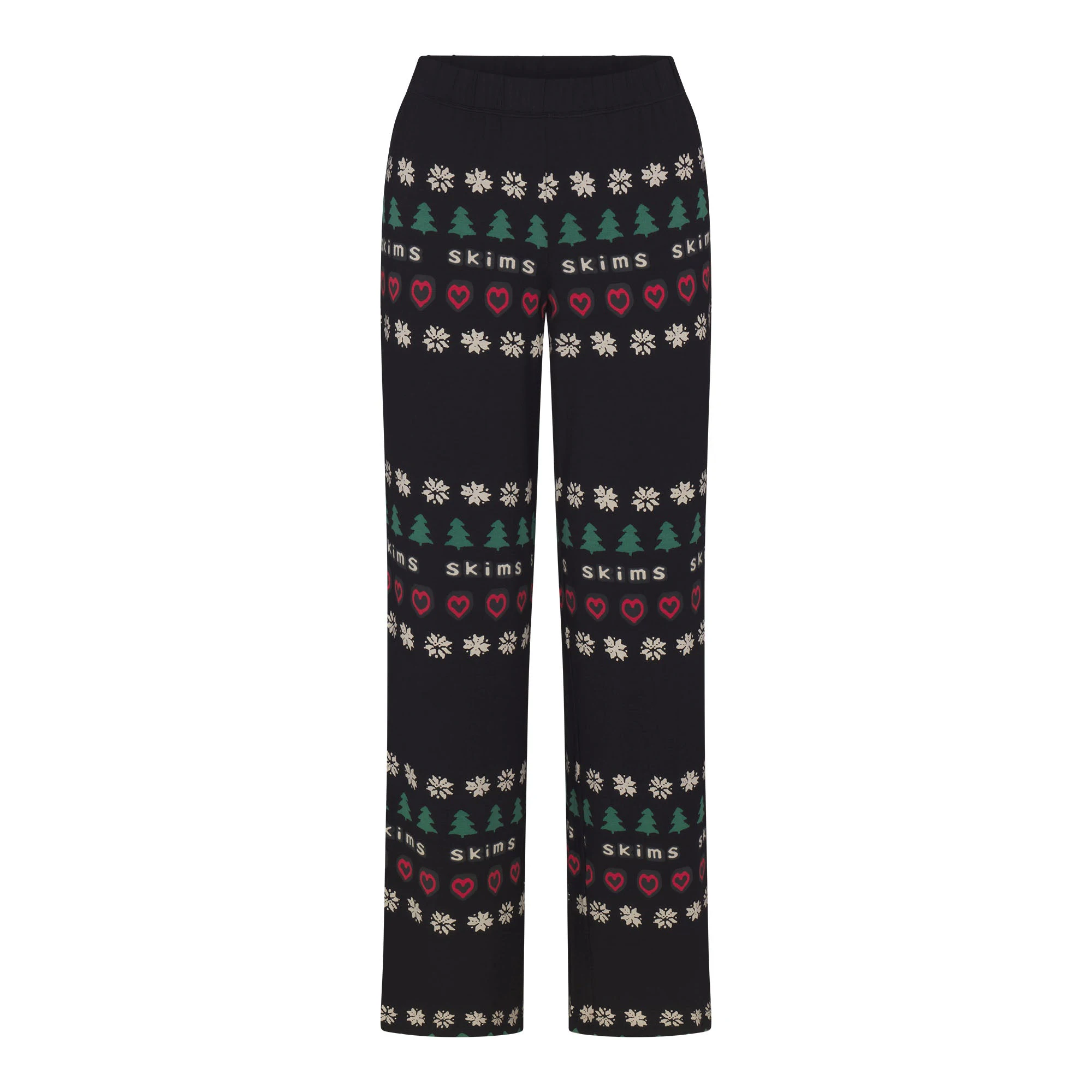 CACTUS PLANT FLEA MARKET X SKIMS SKIMS SLEEP LONG SLEEVE BUTTON UP SET | ONYX PINE FAIR ISLE FLAT ON A WHITE BACKGROUND