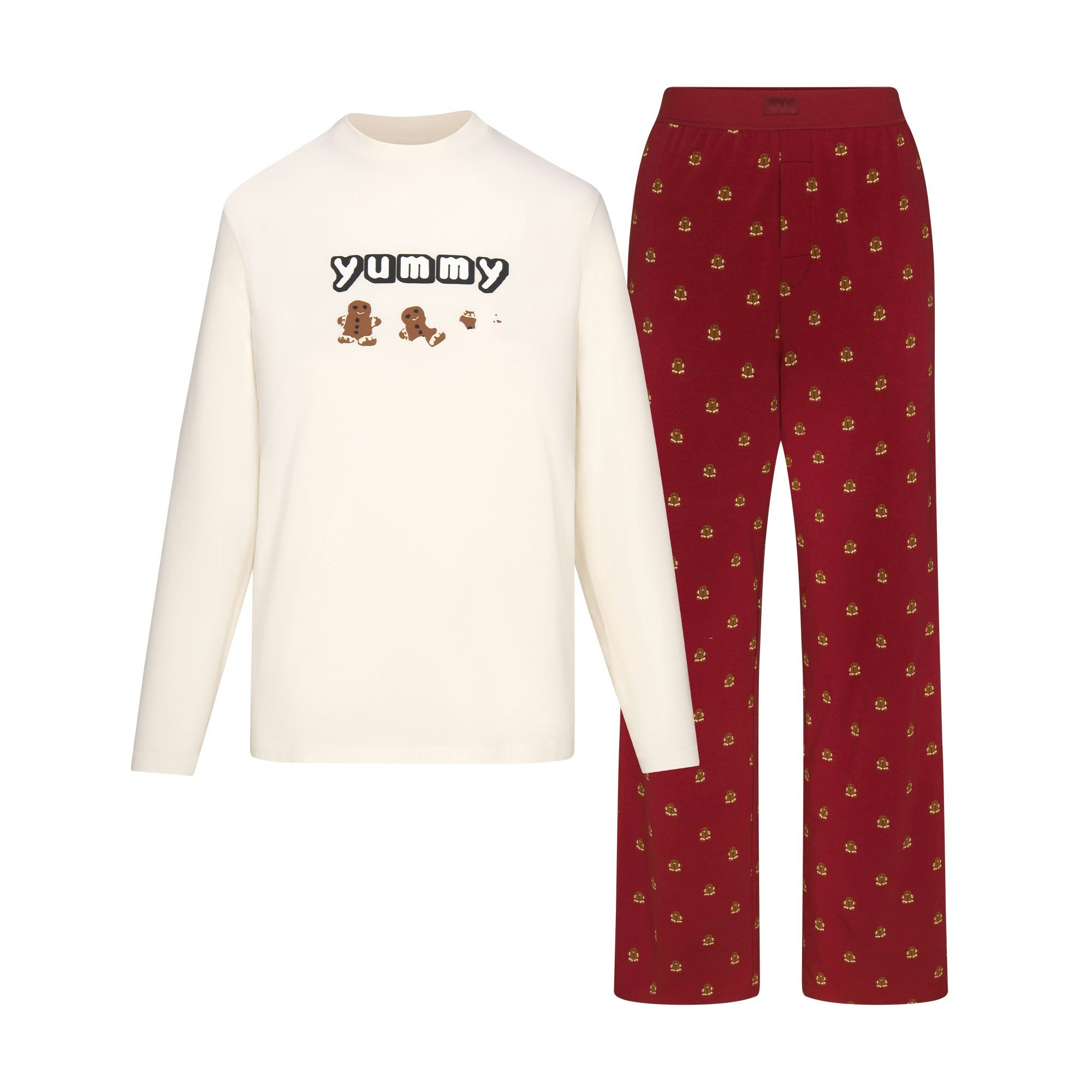 CACTUS PLANT FLEA MARKET X SKIMS BOYFRIEND LONG SLEEVE SET | MARBLE GINGERBREAD PRINT FLAT ON A WHITE BACKGROUND | FLT