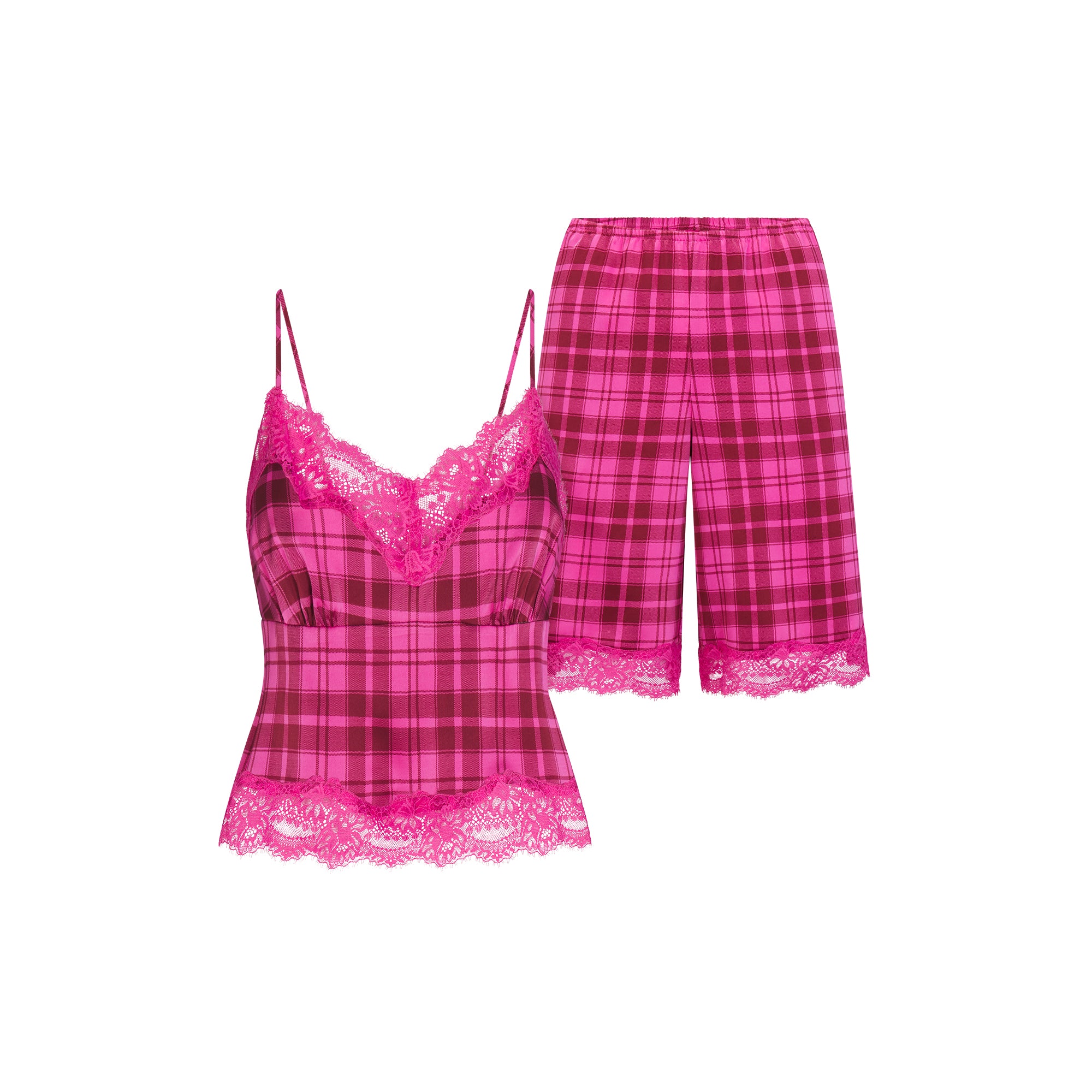 LACE CAMI AND LONG SHORT SLEEP SET