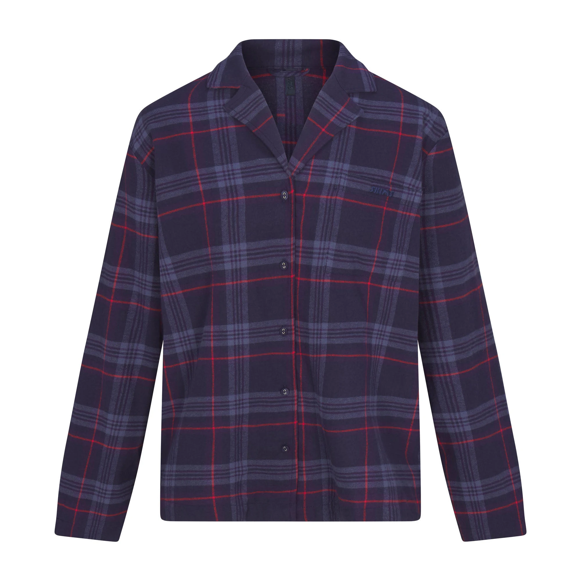 FLANNEL SLEEP LONG SLEEP SET | DAMSON LASER PLAID FLAT ON A WHITE BACKGROUND | FLT