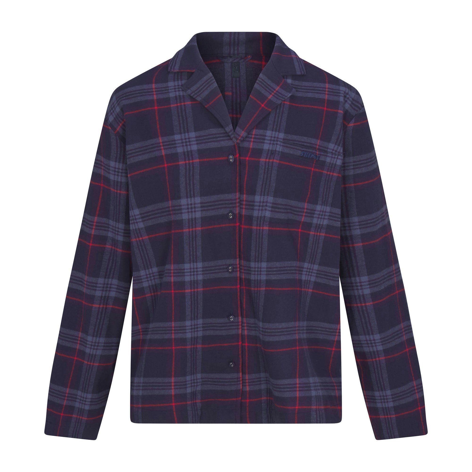 FLANNEL SLEEP LONG SLEEP SET | DAMSON LASER PLAID FLAT ON A WHITE BACKGROUND | FLT