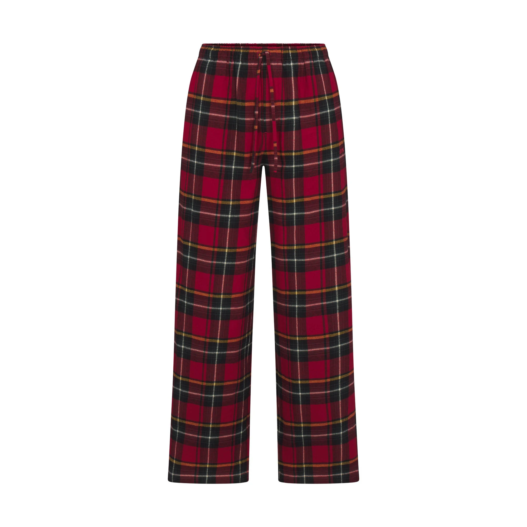 FLANNEL SLEEP LONG SLEEP SET | RED HOLIDAY PLAID FLAT ON A WHITE BACKGROUND | FLT