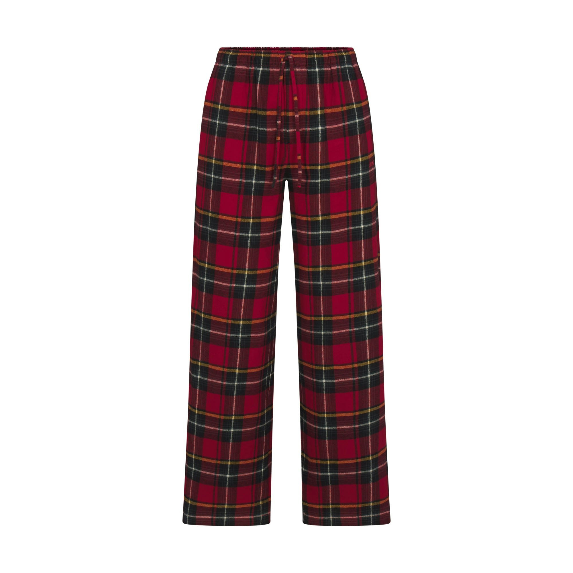 FLANNEL SLEEP LONG SLEEP SET | RED HOLIDAY PLAID FLAT ON A WHITE BACKGROUND | FLT