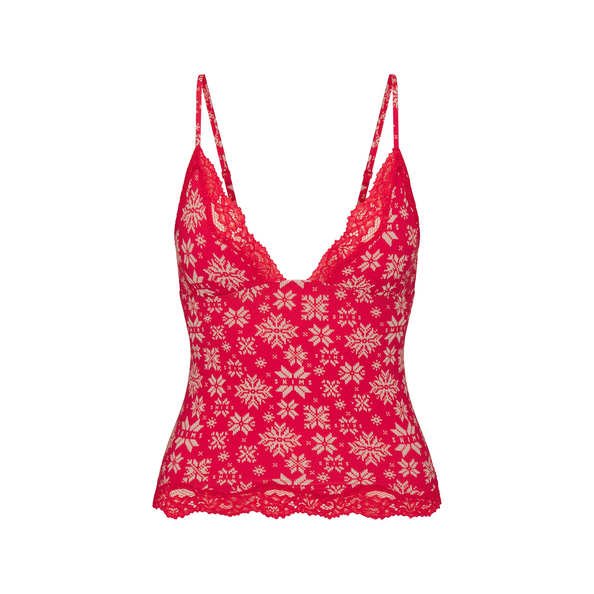 FITS EVERYBODY LACE TRIANGLE CAMI AND BOY SHORT SET | RED