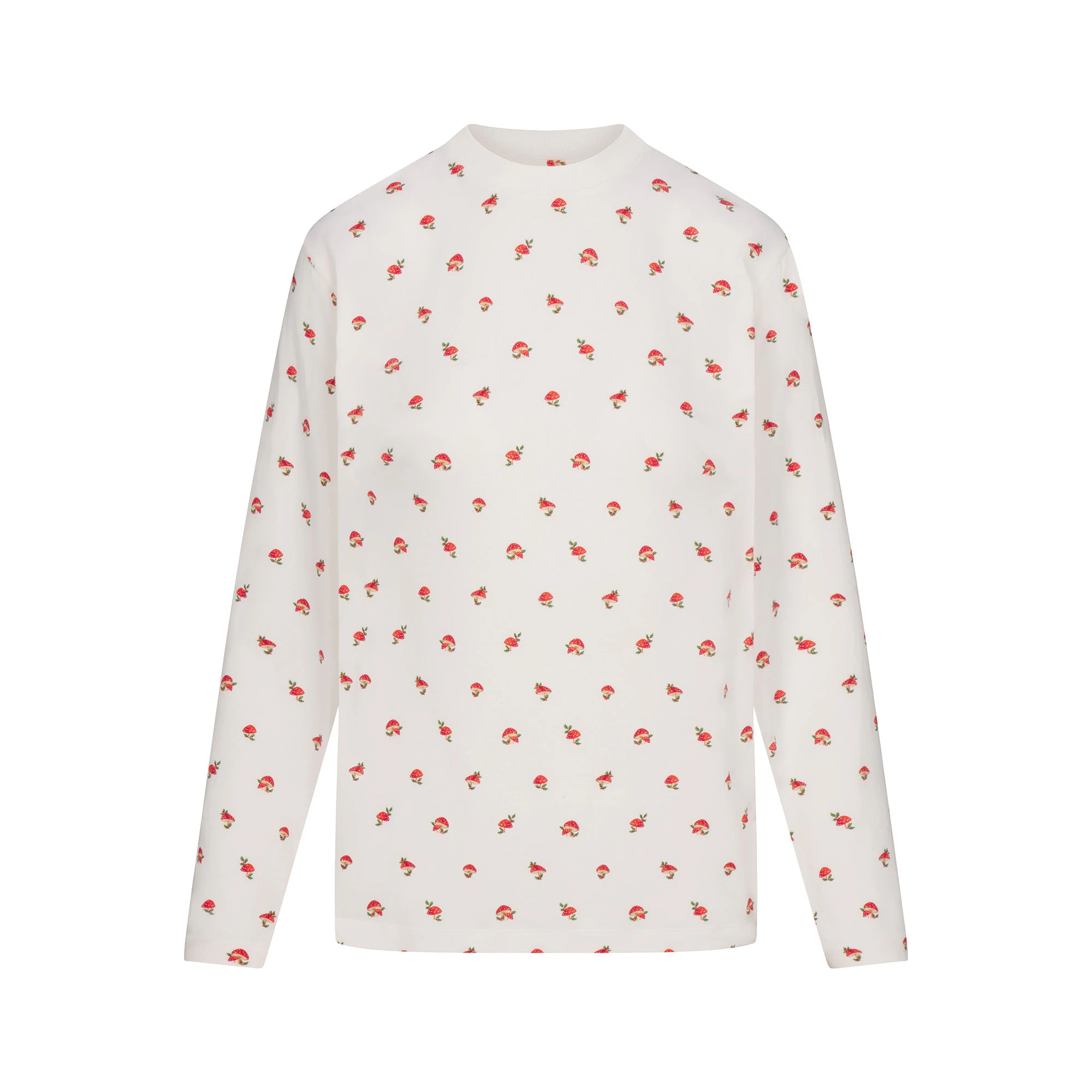 BOYFRIEND LONG SLEEVE T-SHIRT AND LOOSE PANT SET | MARBLE MUSHROOM PRINT ON A MODEL FRONT VIEW