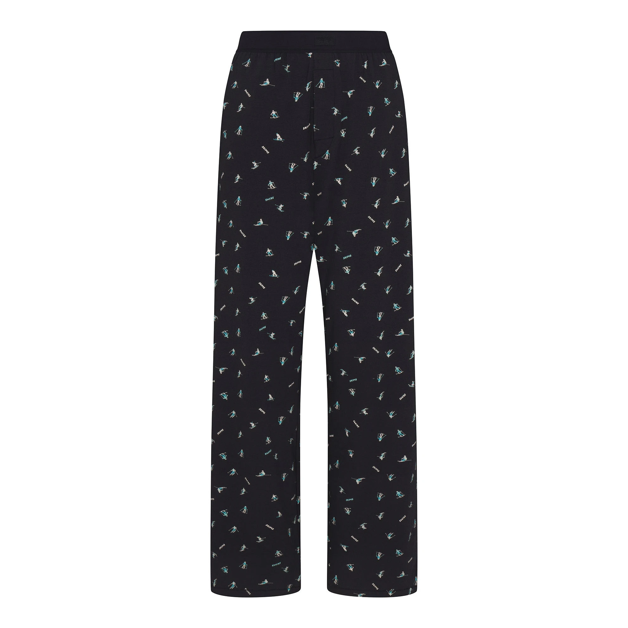 BOYFRIEND LONG SLEEVE T-SHIRT AND LOOSE PANT SET | WASHED ONYX SKI PRINT ON A MODEL FRONT VIEW