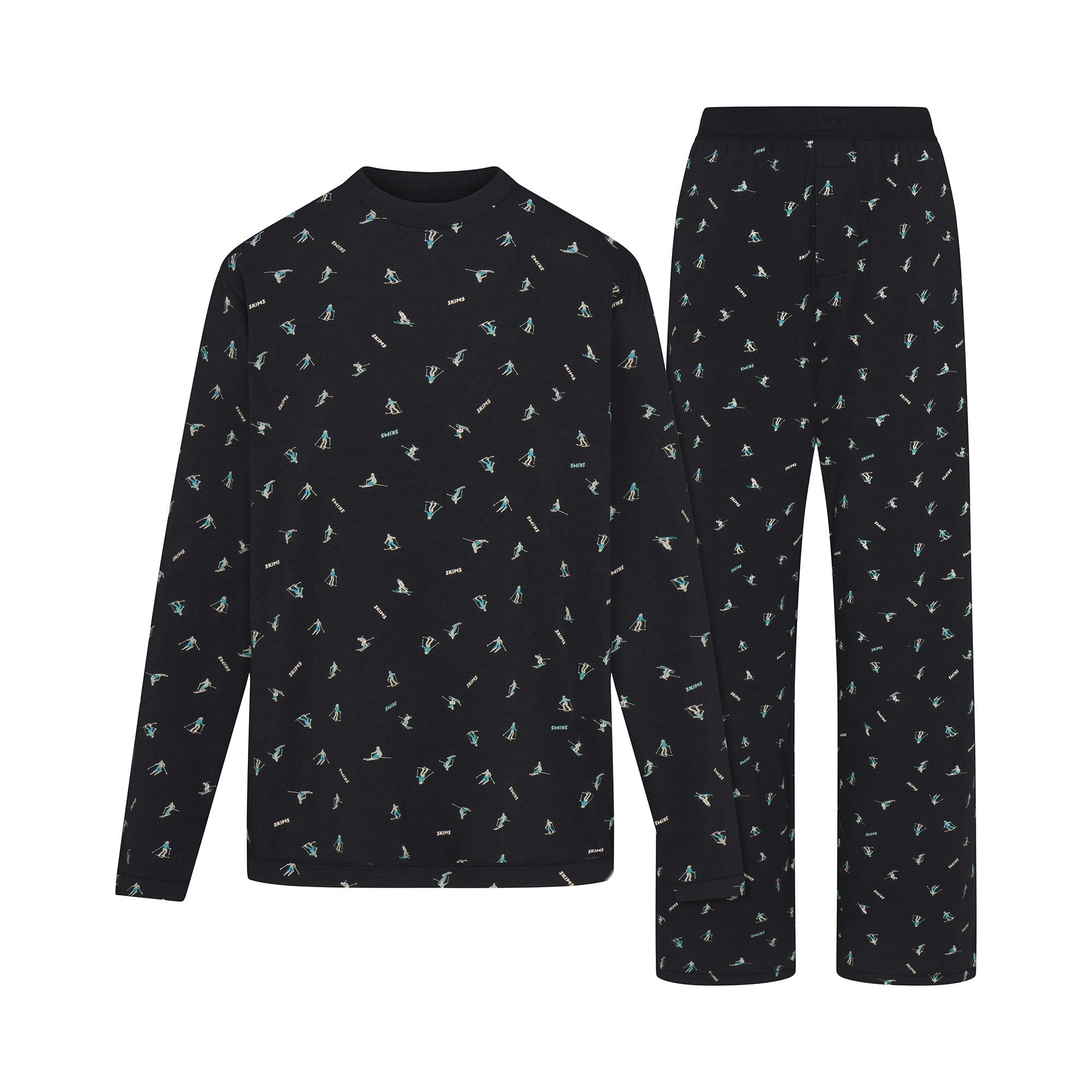 SKIMS SLEEP KIDS SLEEP SET | CHERRY BLOSSOM GINGERBREAD PRINT (KIDS SETS) FLAT ON A WHITE BACKGROUND | FLT