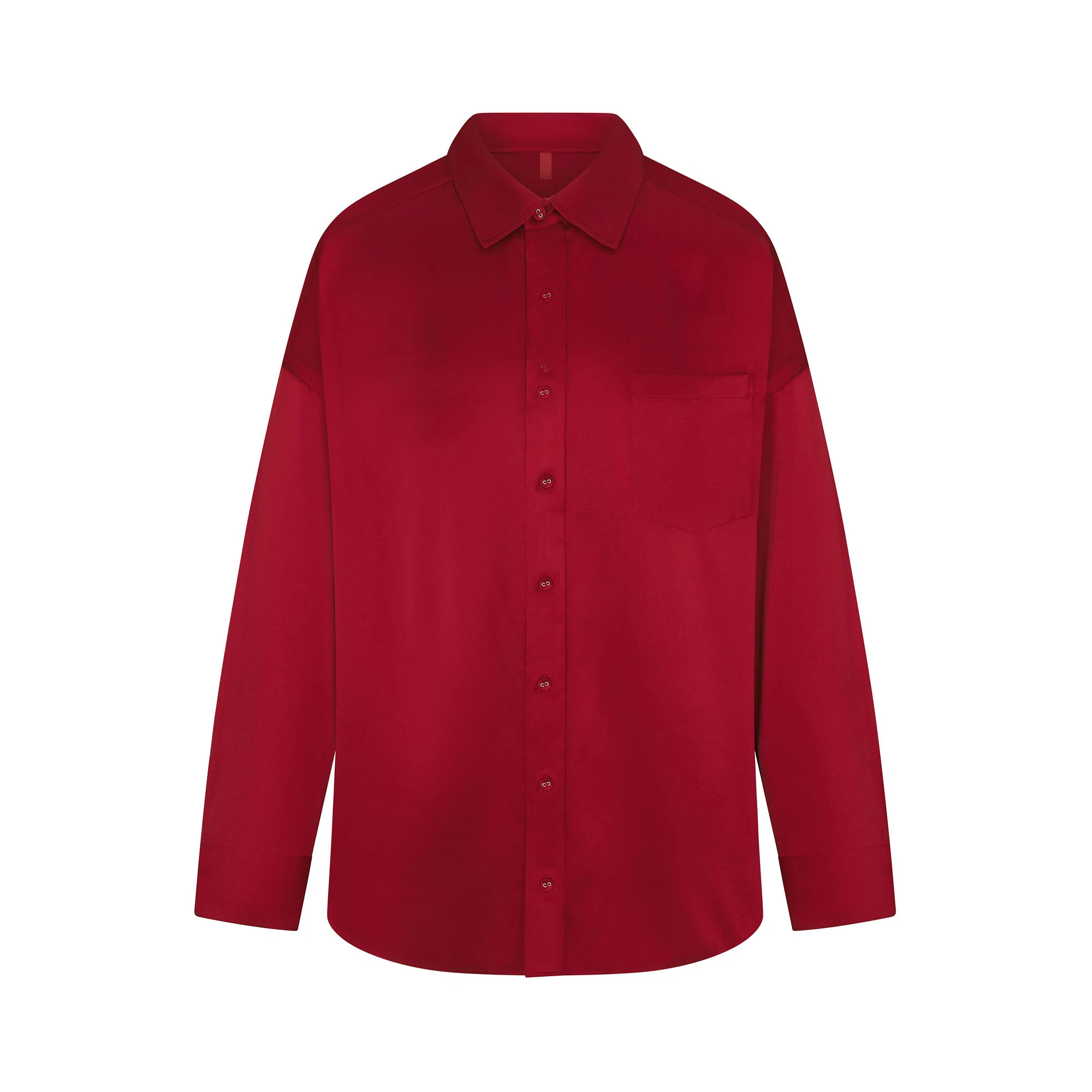 SILK OVERSIZED LONG SLEEP SET | BRICK ON A MODEL FRONT VIEW