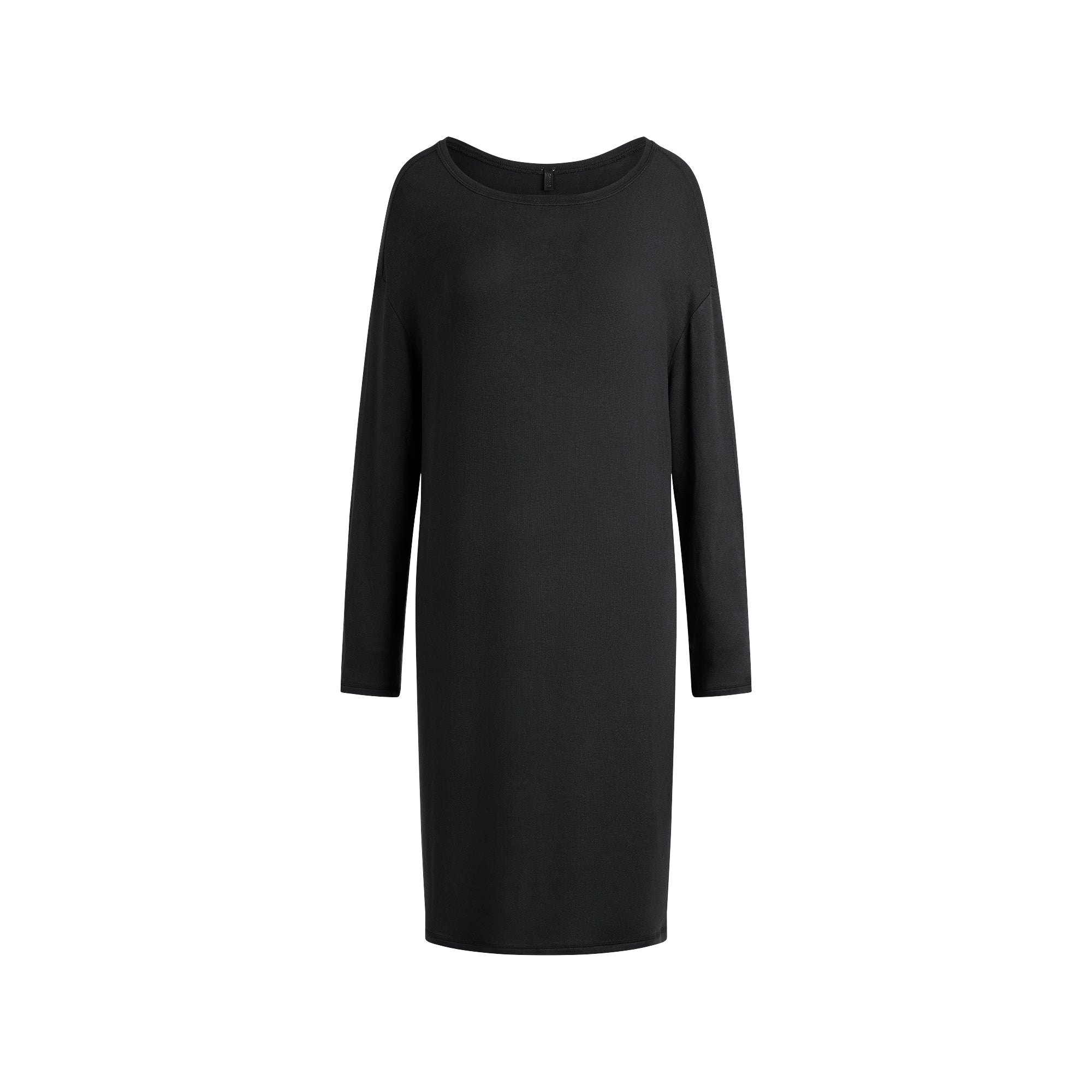 LIGHTWEIGHT MODAL LONG SLEEVE TUNIC | ONYX FLAT ON A WHITE BACKGROUND | FLT