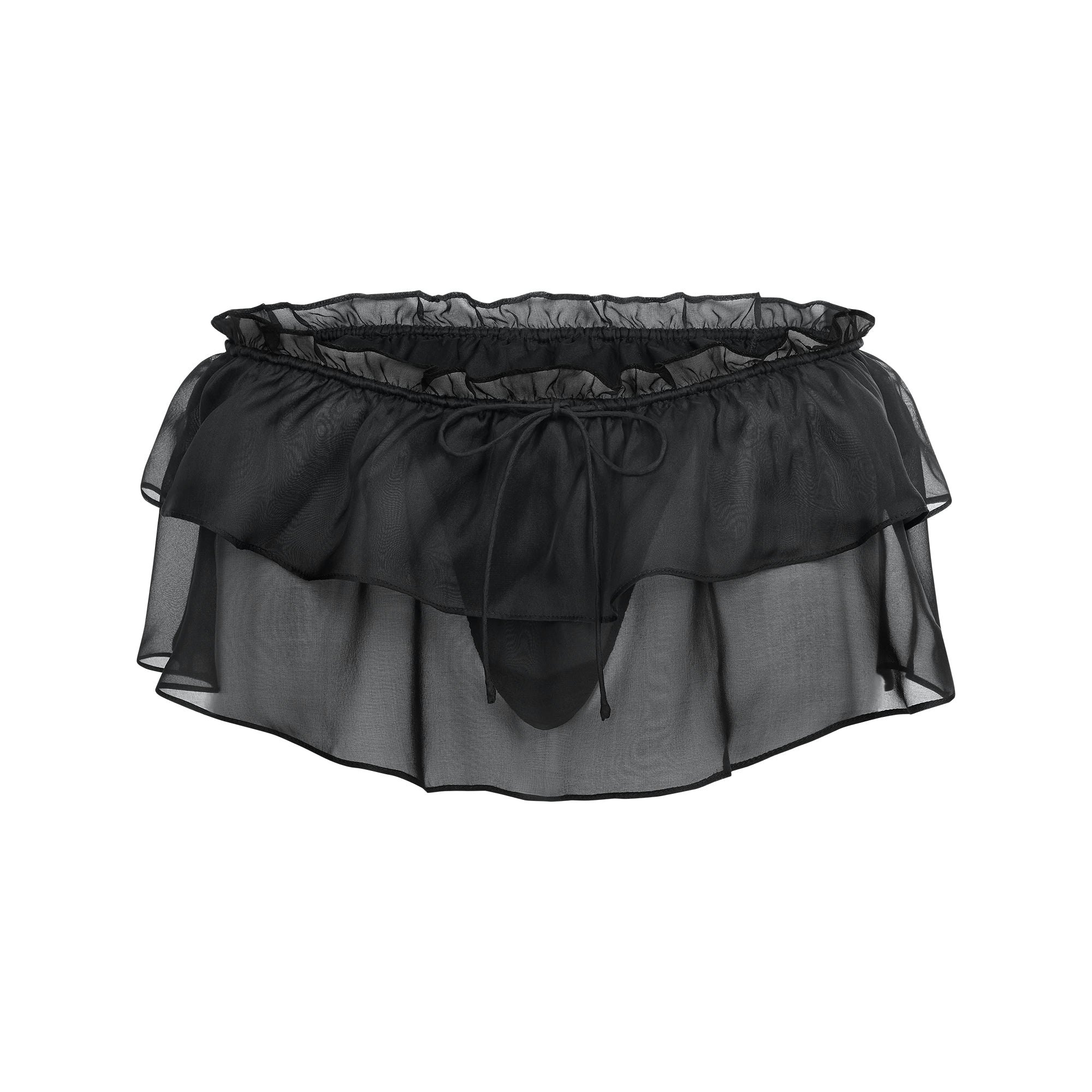 SKIMS ROMANCE BRALETTE AND SKIRT SET | OBSIDIAN FLAT ON A WHITE BACKGROUND | FLT