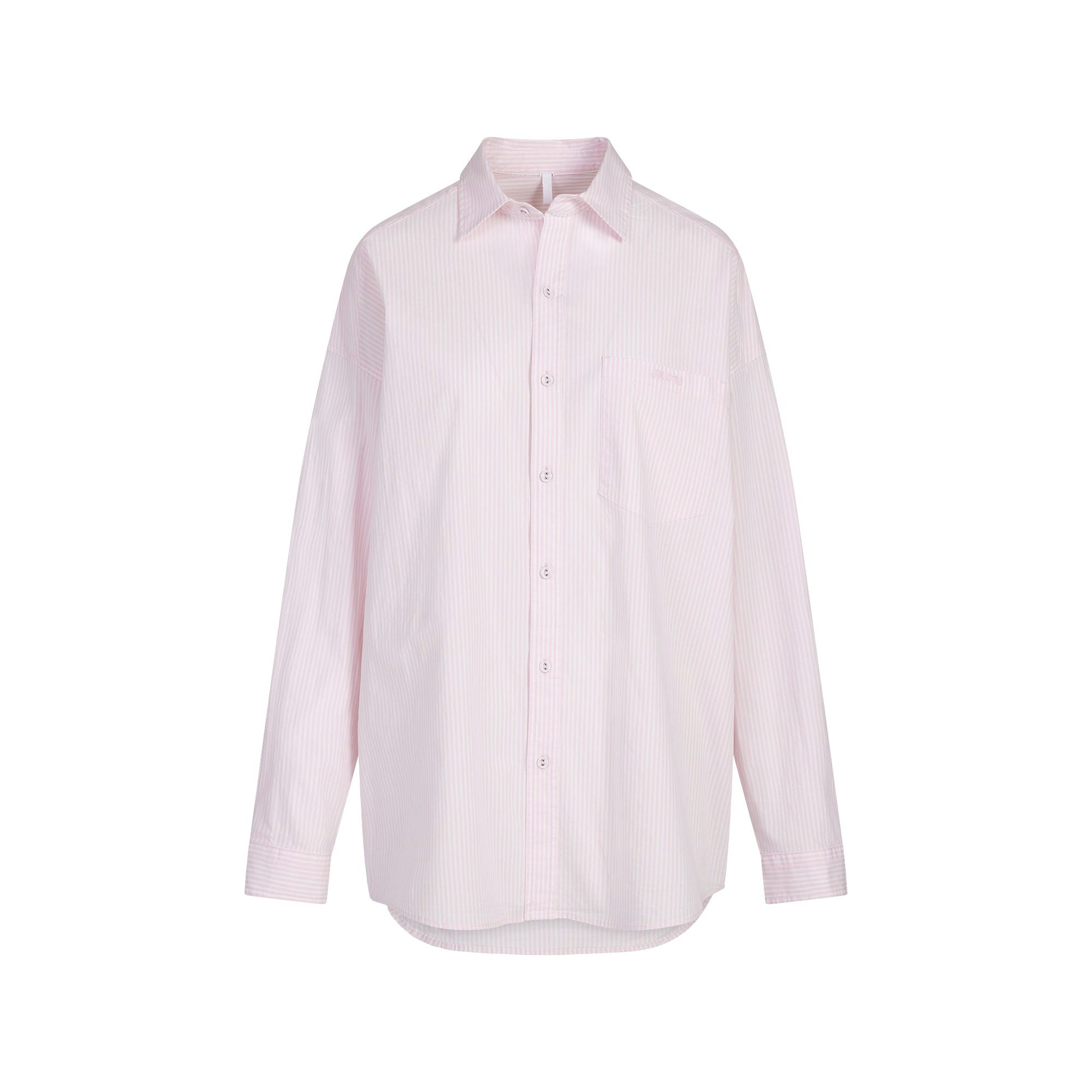 COTTON POPLIN OVERSIZED SLEEP SET | CHERRY BLOSSOM STRIPE FLAT ON A WHITE BACKGROUND | FLT