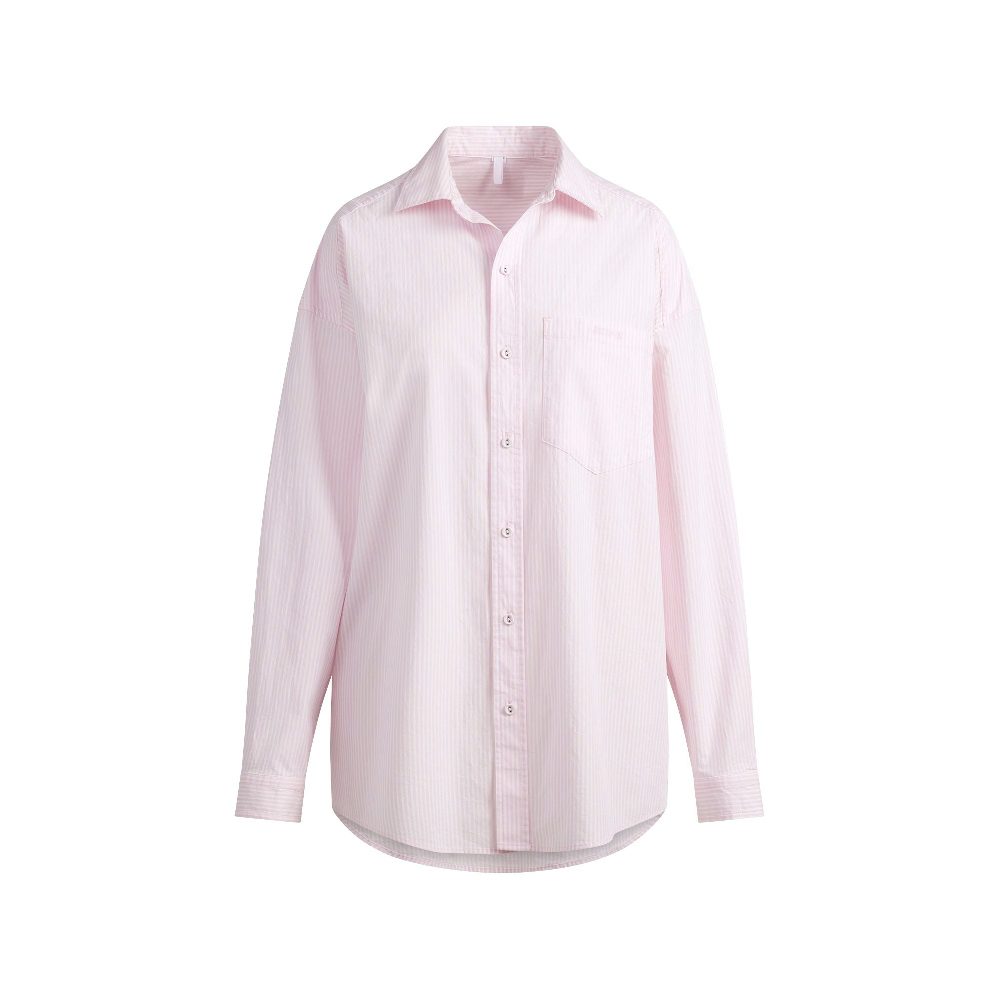 COTTON POPLIN OVERSIZED SLEEP SET | CHERRY BLOSSOM STRIPE FLAT ON A WHITE BACKGROUND | FLT