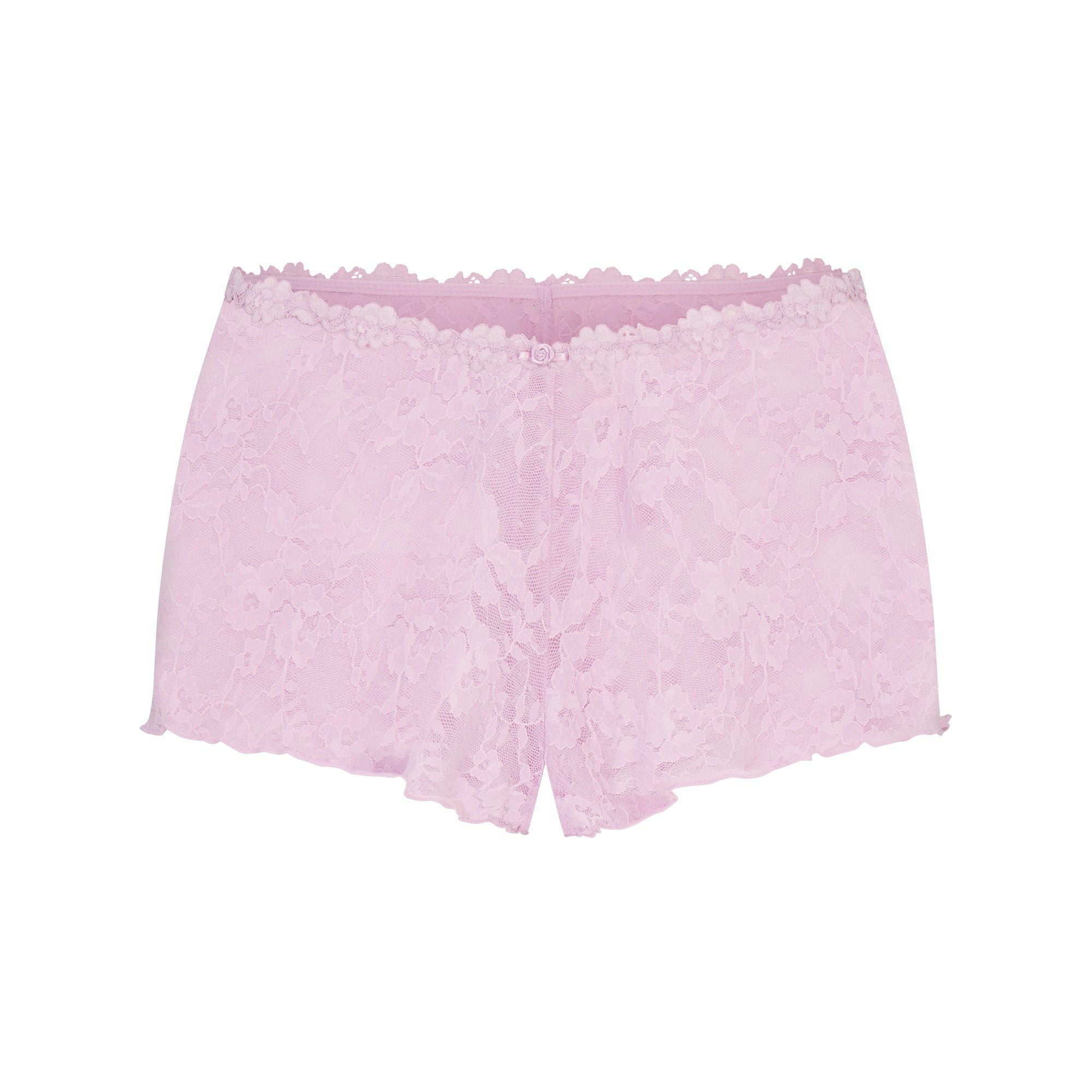 STRETCH LACE TRIANGLE CAMI AND SHORT SET | BABY PINK FLAT ON A WHITE BACKGROUND