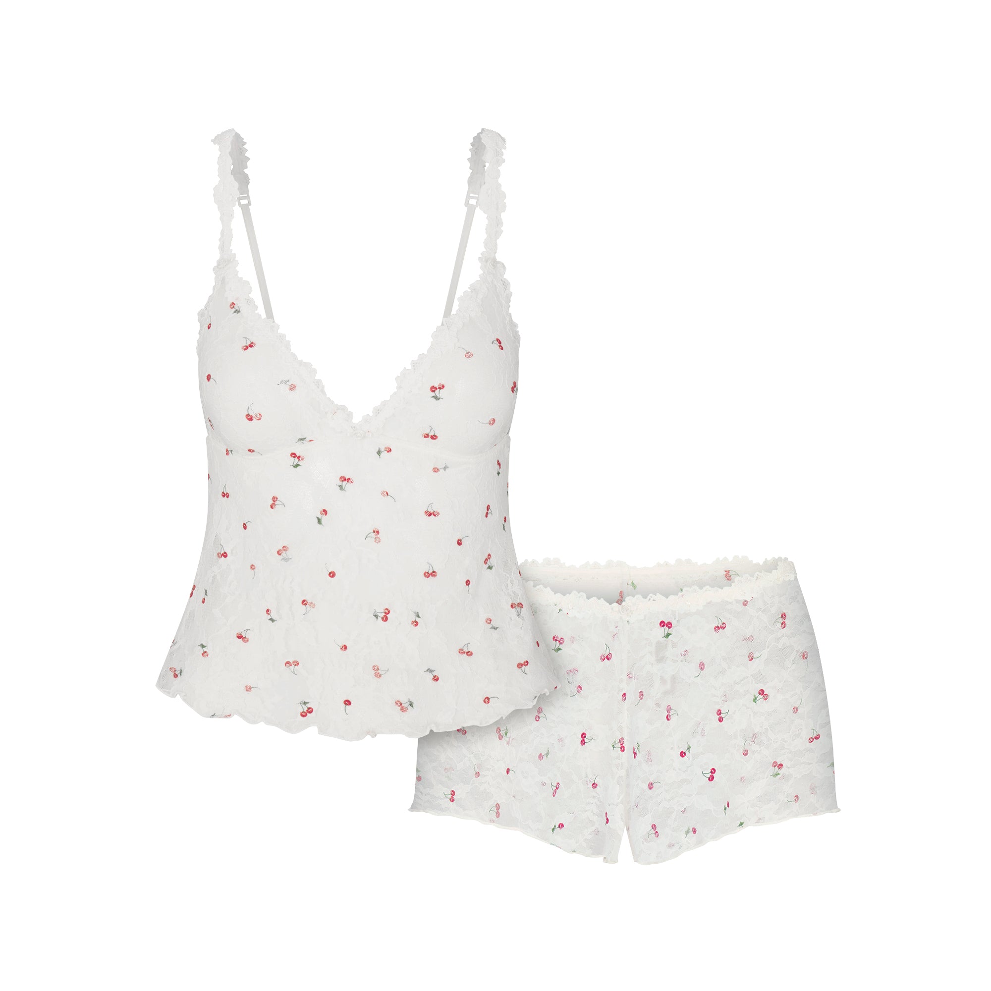 skims セットアップ ホワイトキャミソール ショートパンツ 白 WOVEN SHINE LONG SLEEP SET | IVORY | SKIMS