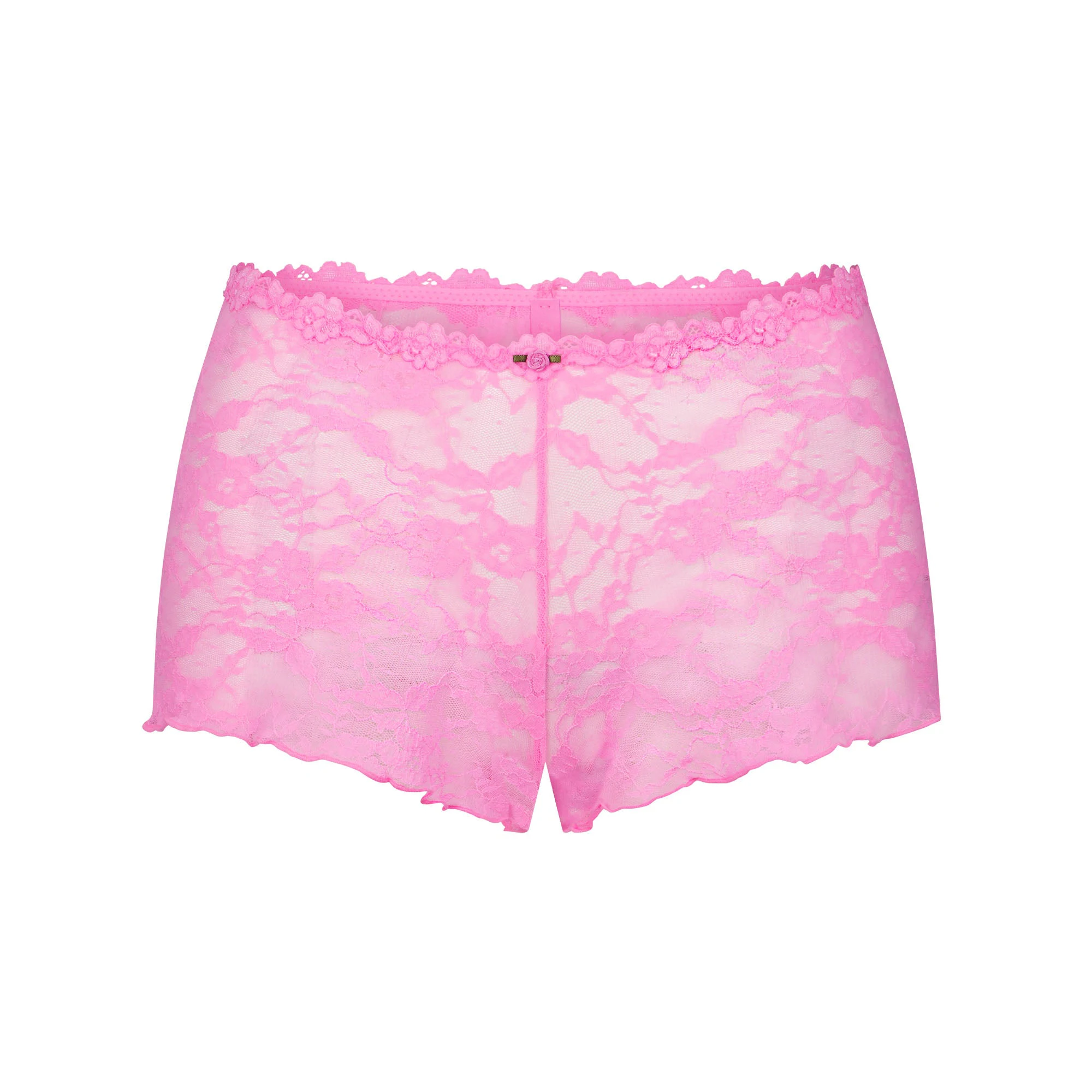 STRETCH LACE TRIANGLE CAMI AND SHORT SET | SUGAR PINK FLAT ON A WHITE BACKGROUND | FLT