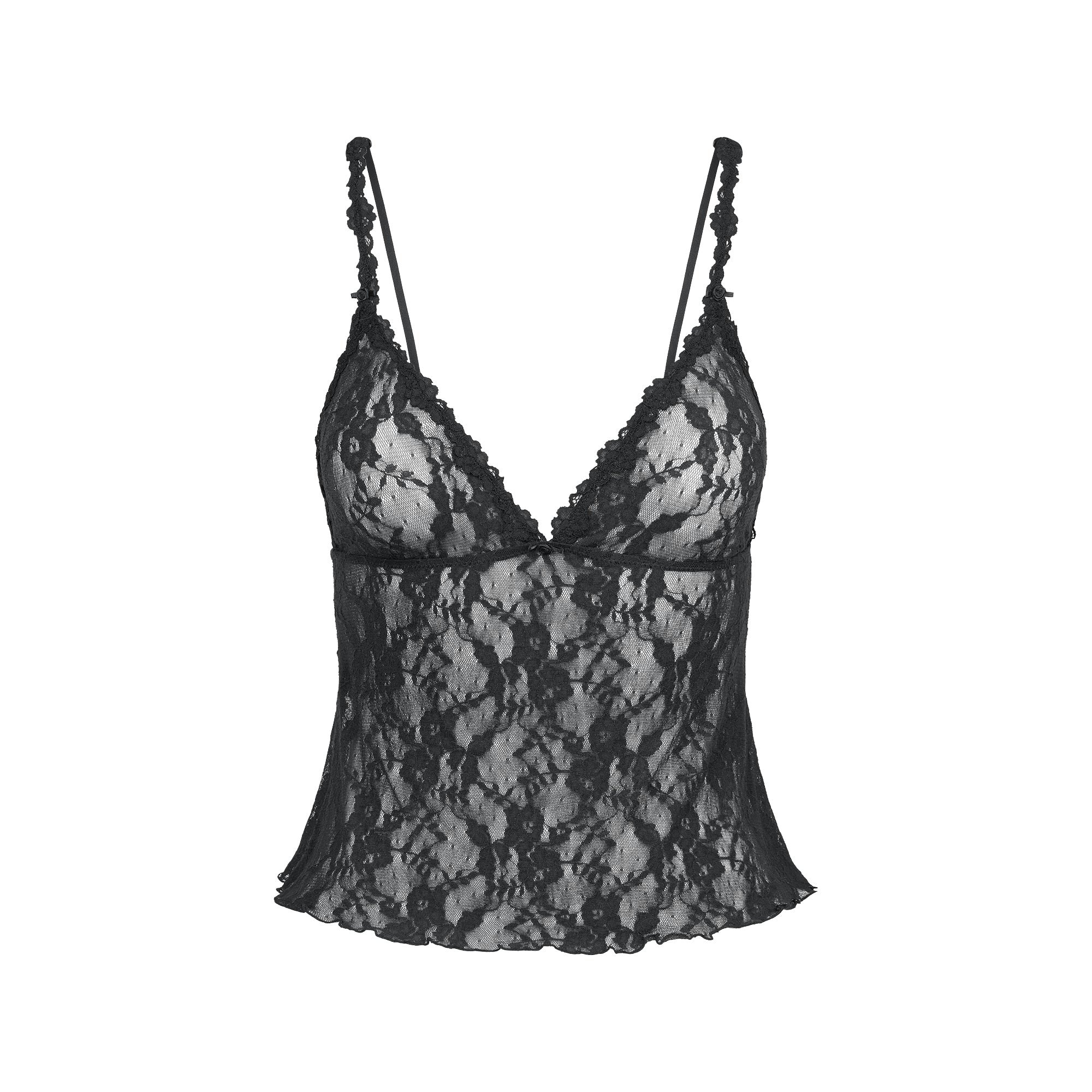 STRETCH LACE TRIANGLE CAMI AND SHORT SET | SOOT FLAT ON A WHITE BACKGROUND | FLT