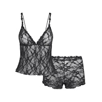 STRETCH LACE TRIANGLE CAMI AND SHORT SET