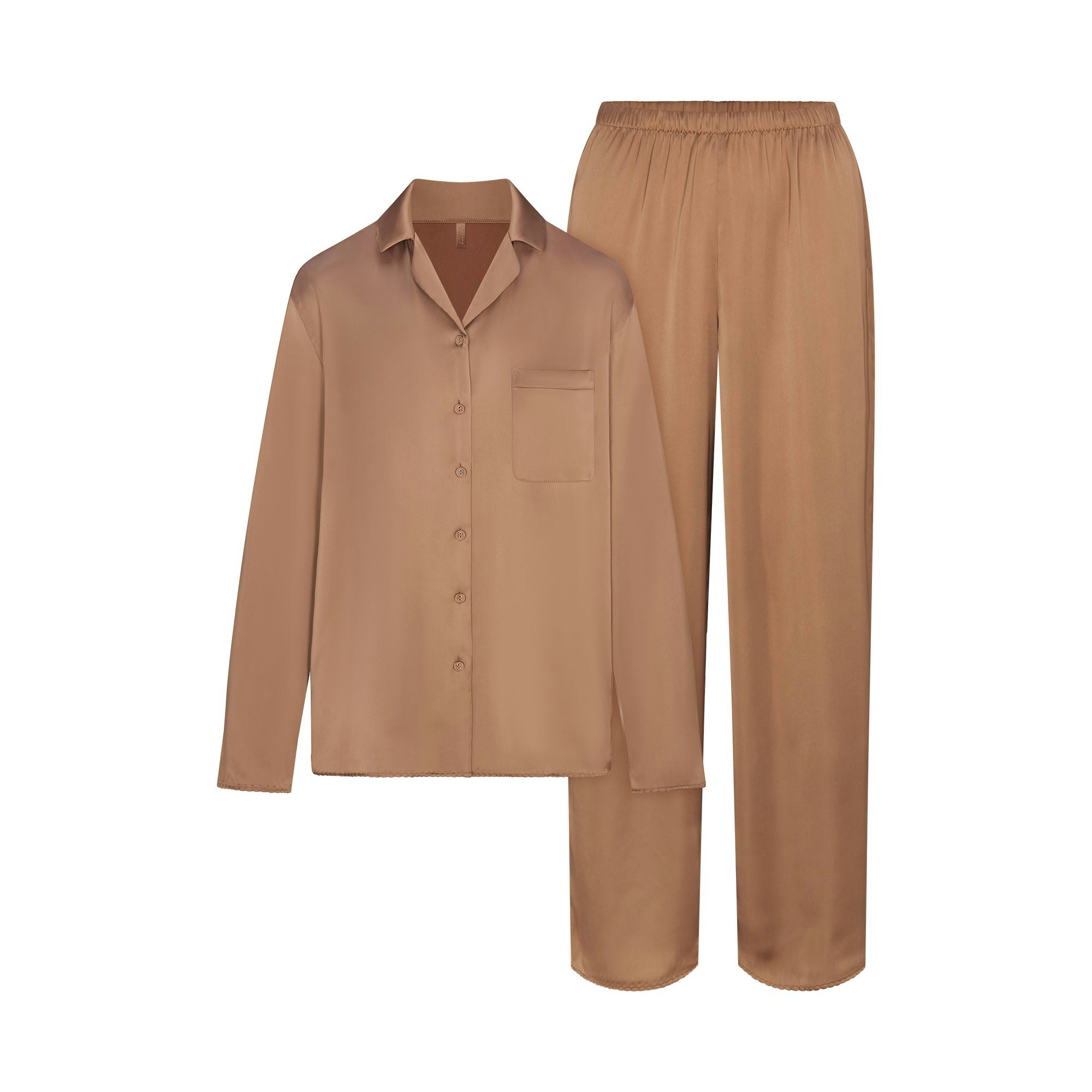 WOVEN SHINE LONG SLEEP SET | SIENNA FLAT ON A WHITE BACKGROUND | FLT